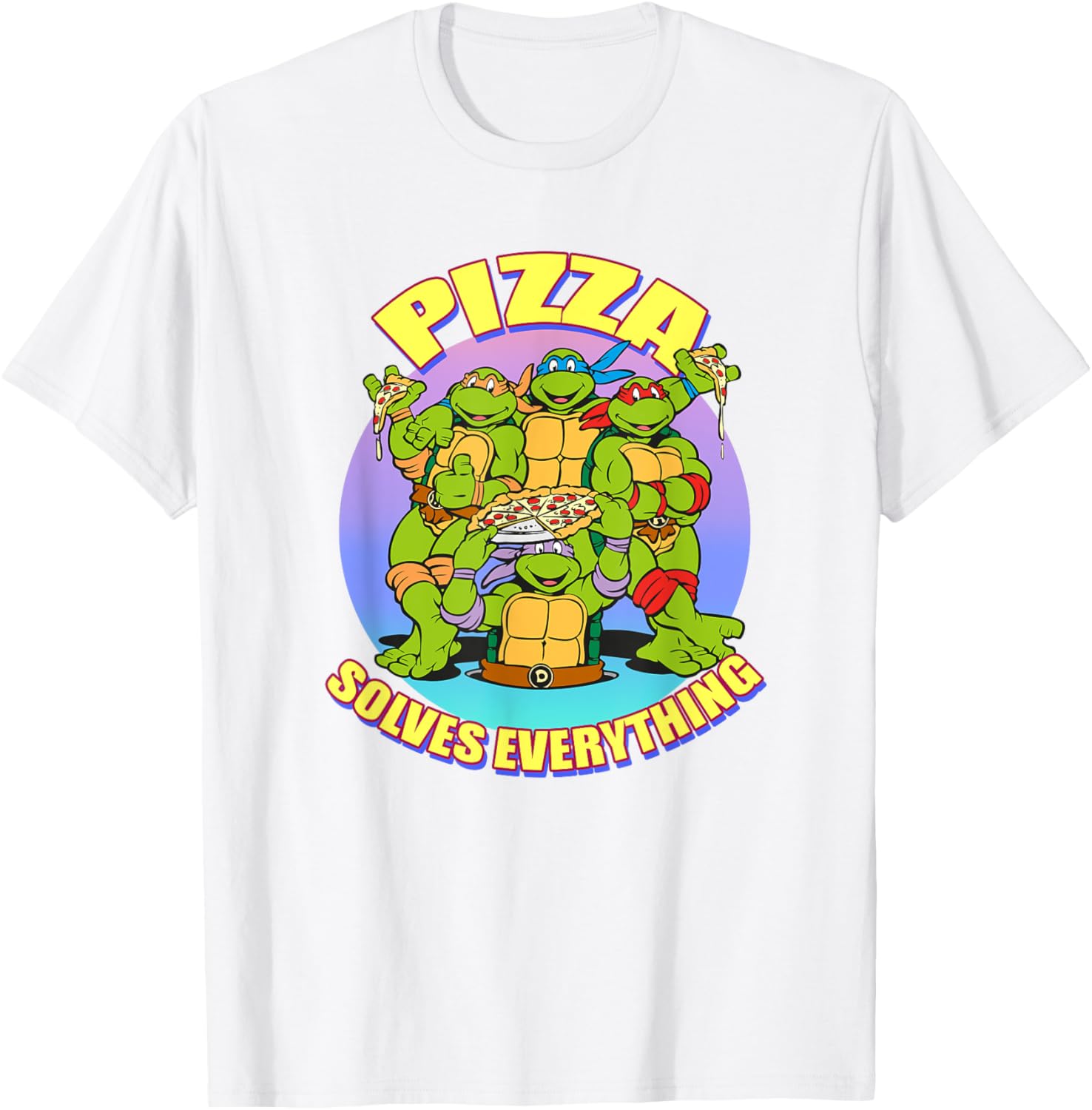 Mademark Teenage Mutant Ninja Turtles Pizza Solves Everything T-Shirt - 4