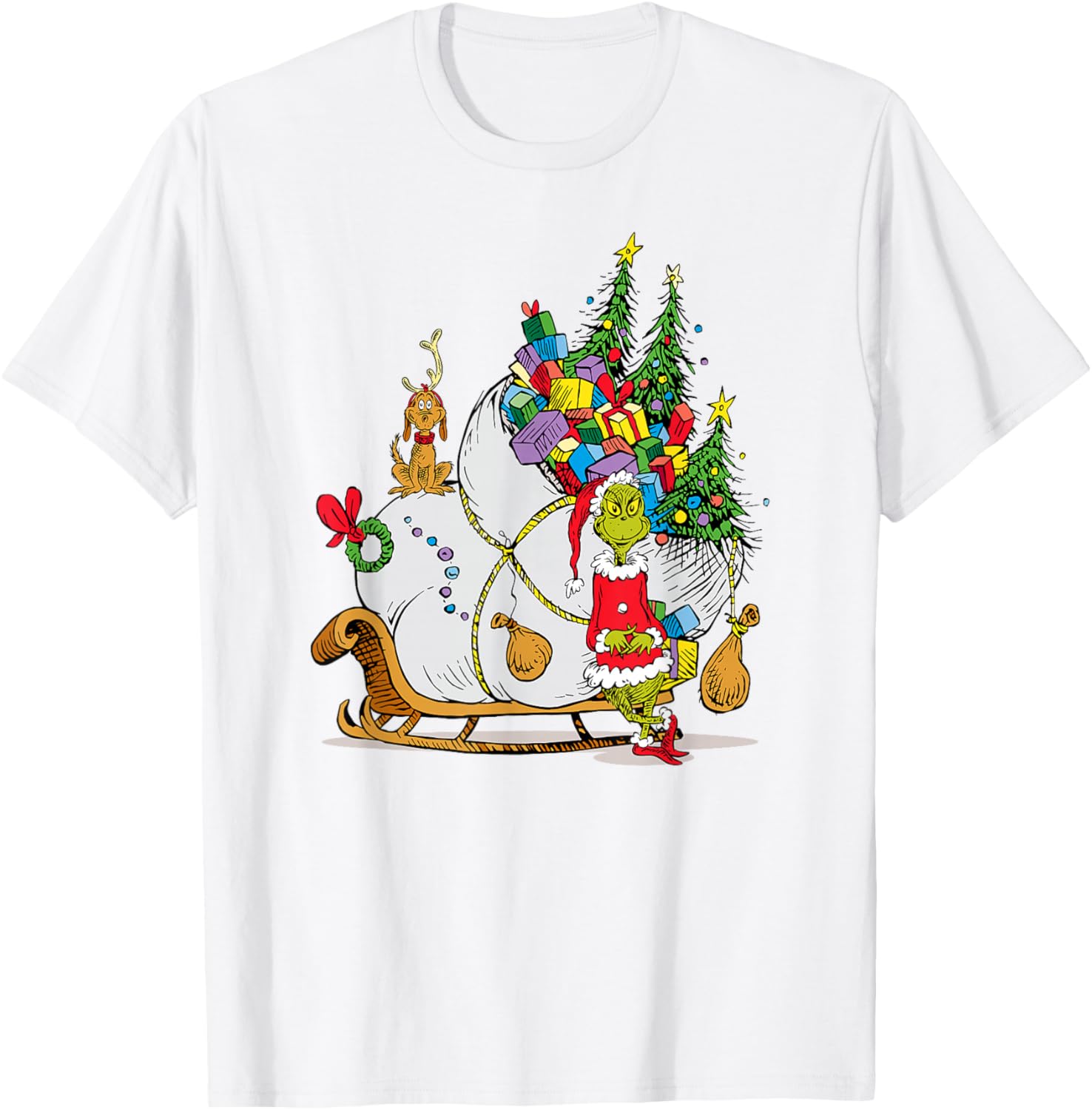 Dr. Seuss Grinch Sleigh T-Shirt - Fun Christmas Apparel for Everyone - 1