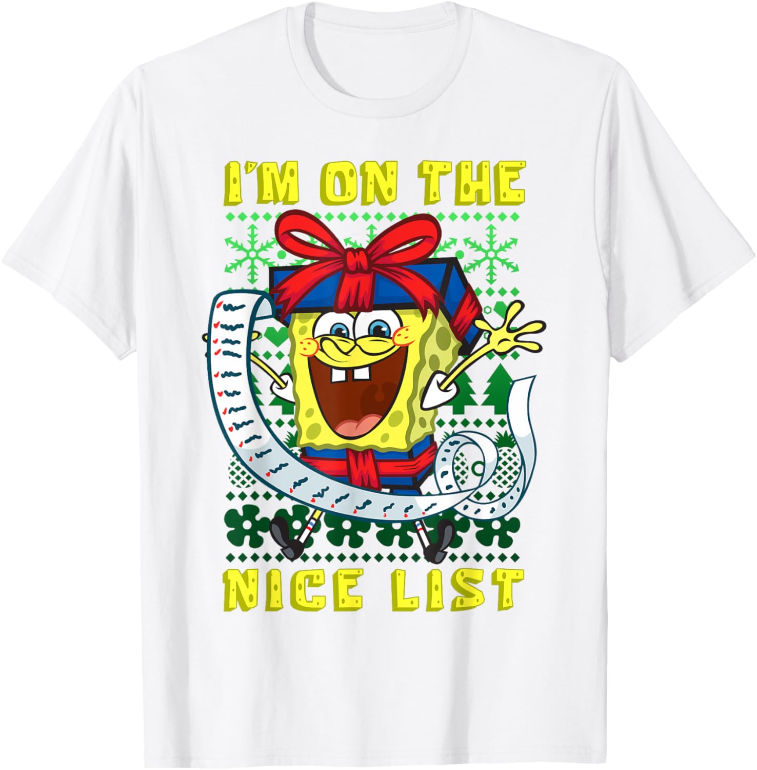 Mademark SpongeBob SquarePants Christmas Nice List T-Shirt for Kids - 8