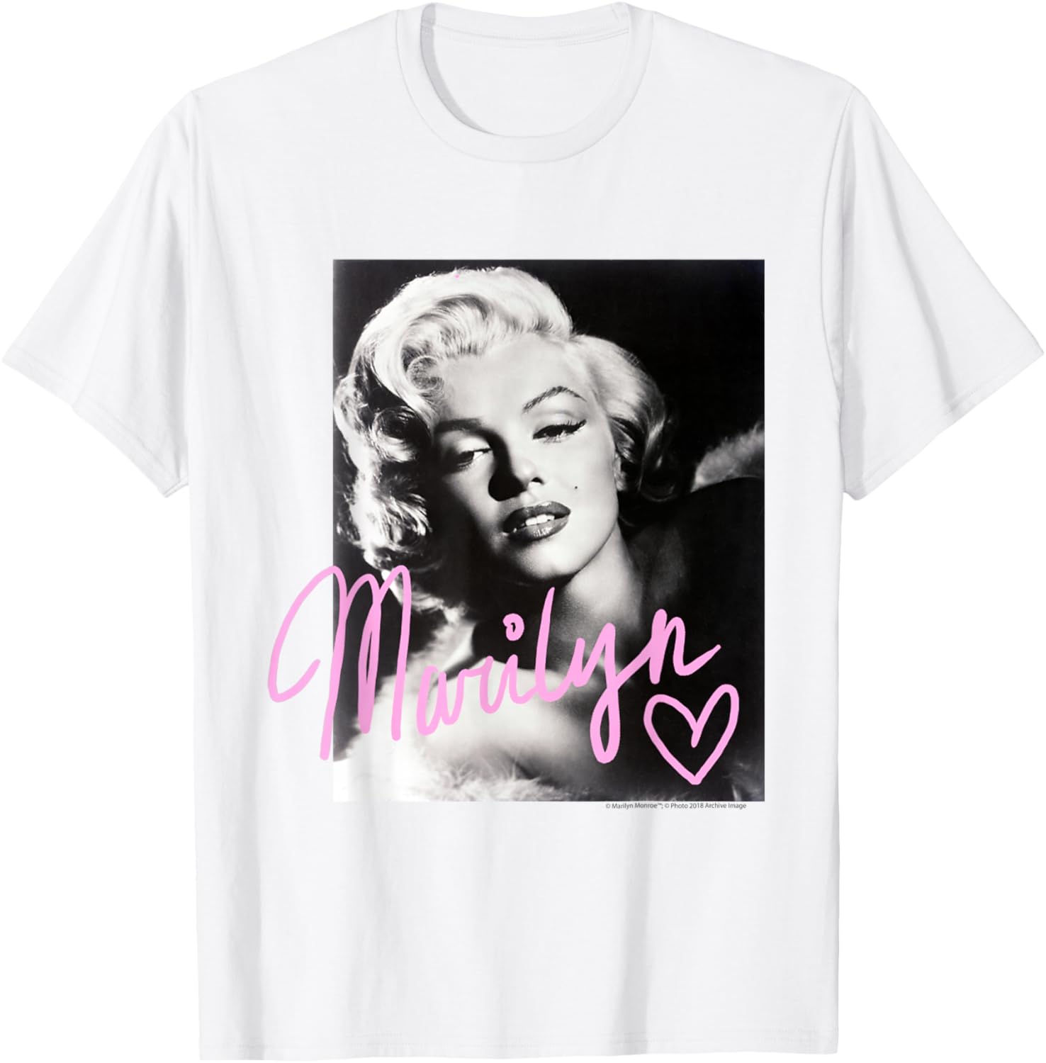 Marilyn Monroe Black and White T-Shirt with Pink Handwriting Design - 9