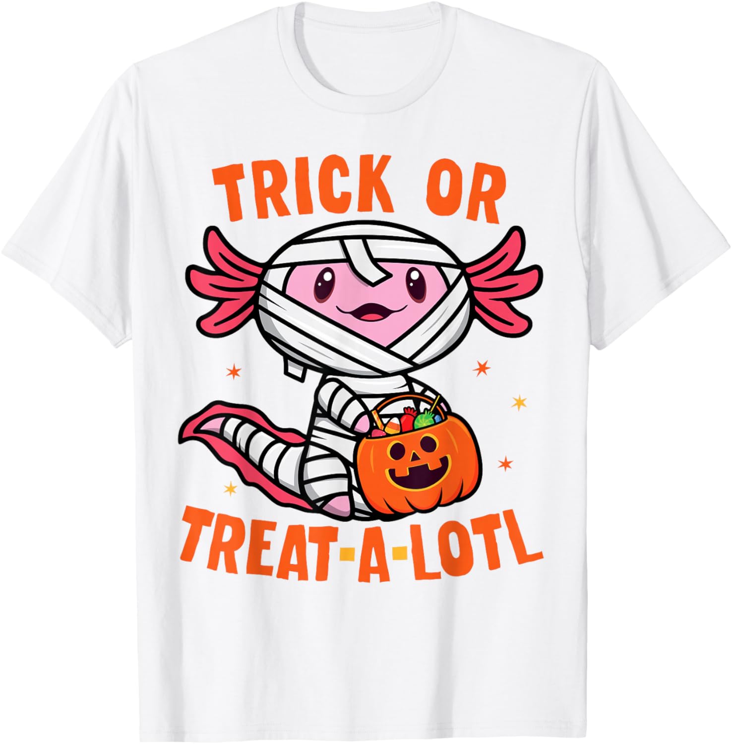 Trick or Treat Axolotl Halloween Costume T-Shirt for Toddlers and Kids - 10
