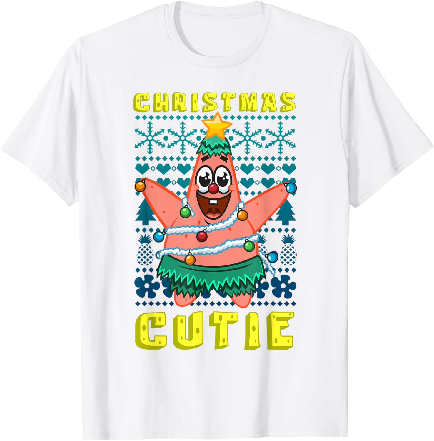 SpongeBob Patrick Star Christmas T-Shirt Cute Holiday Lights Design - 19
