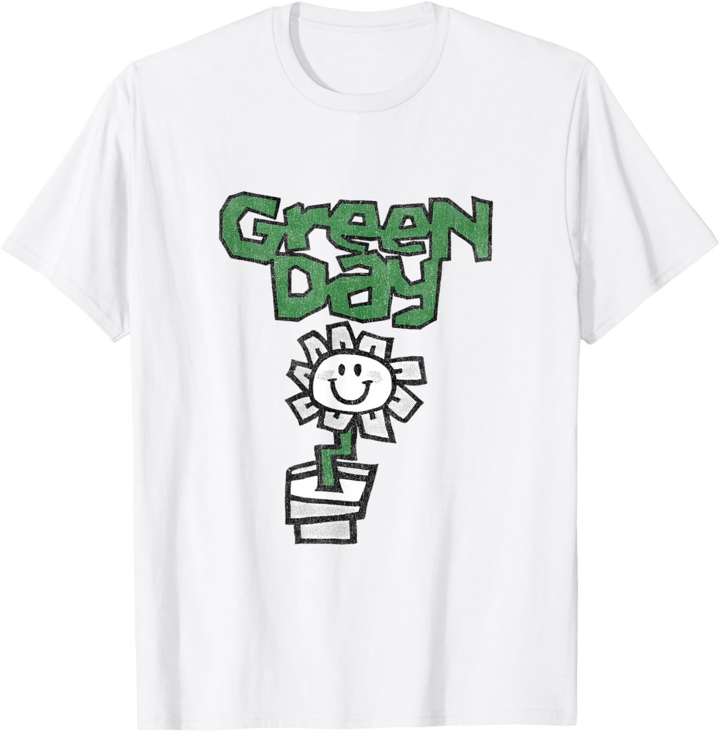 Green Day Flower Pot T-Shirt for Fans of Music and Nature Style - 2
