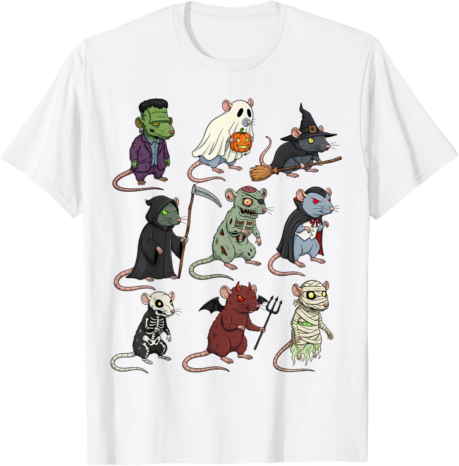 Spooky Witch Zombie Rat Halloween T-Shirt for Boys and Girls - 20