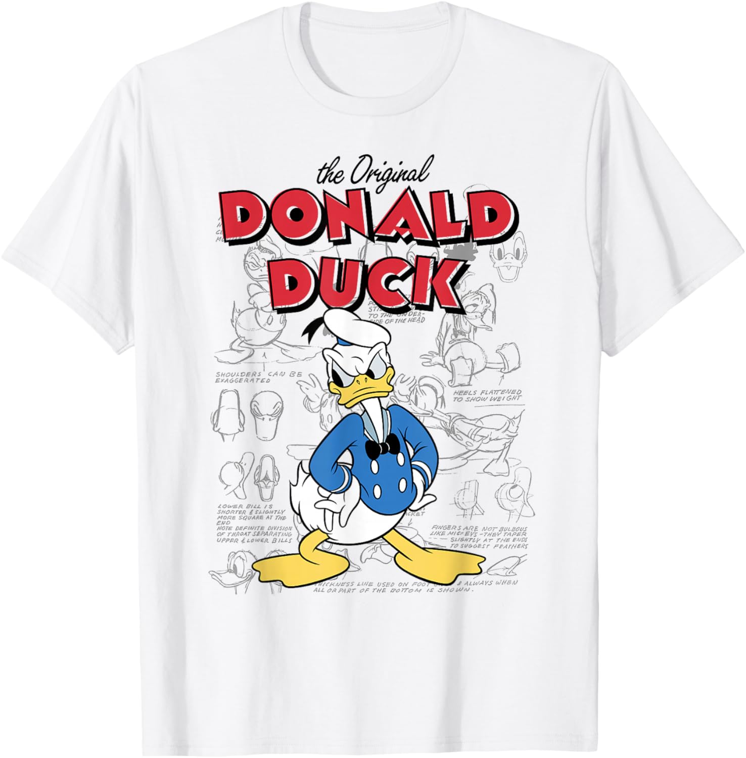 Mickey and Friends Donald Duck Sketch T-Shirt for Fun Disney Fans - 6