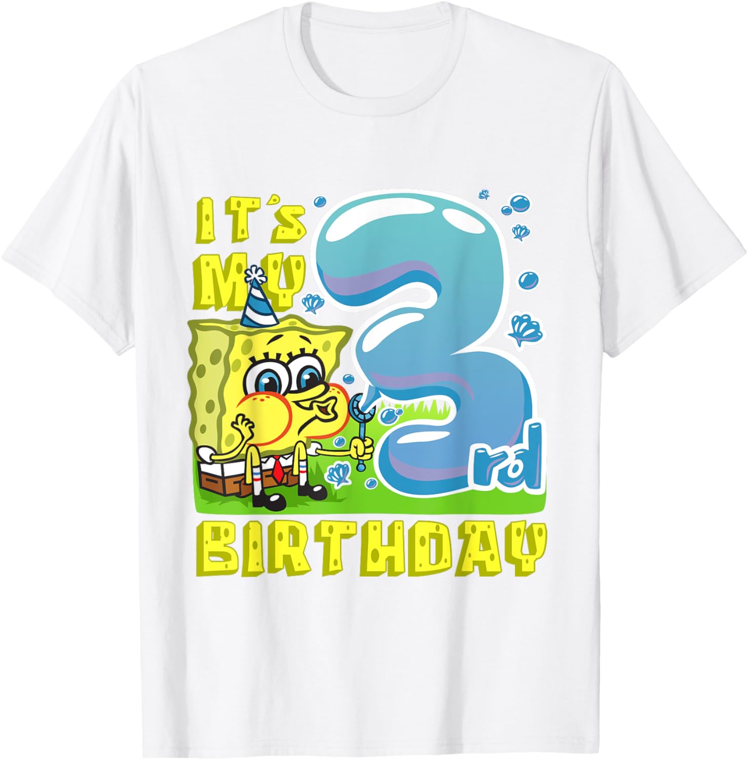 Mademark SpongeBob Third Birthday T-Shirt for Boys and Girls - 9
