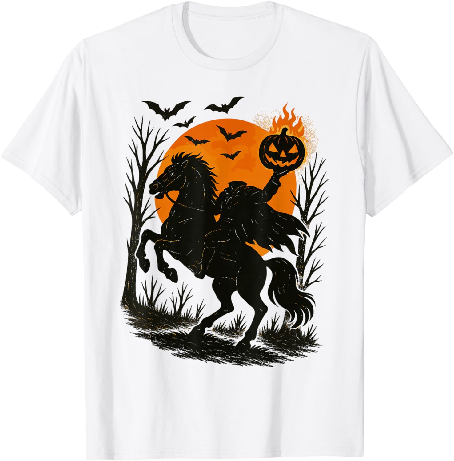 Headless Horseman Scary Pumpkin Halloween T-Shirt for Spooky Fun - 1