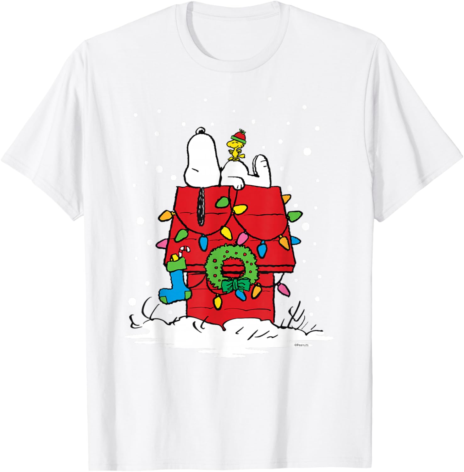 Peanuts Snoopy Woodstock Holiday Stocking T-Shirt for Festive Fun - 16
