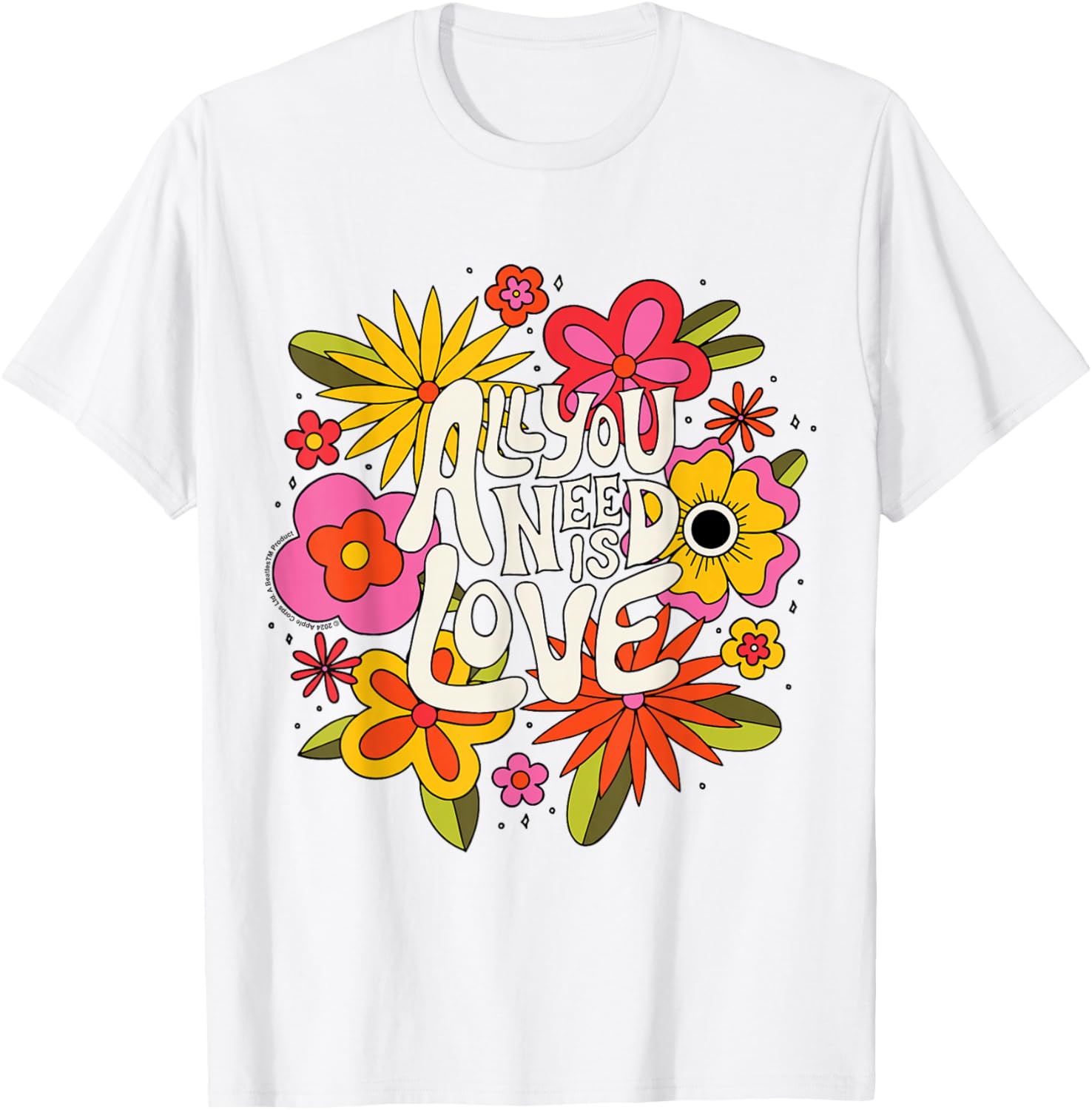 The Beatles All You Need Is Love Retro Floral T-Shirt for Music Lovers - 6