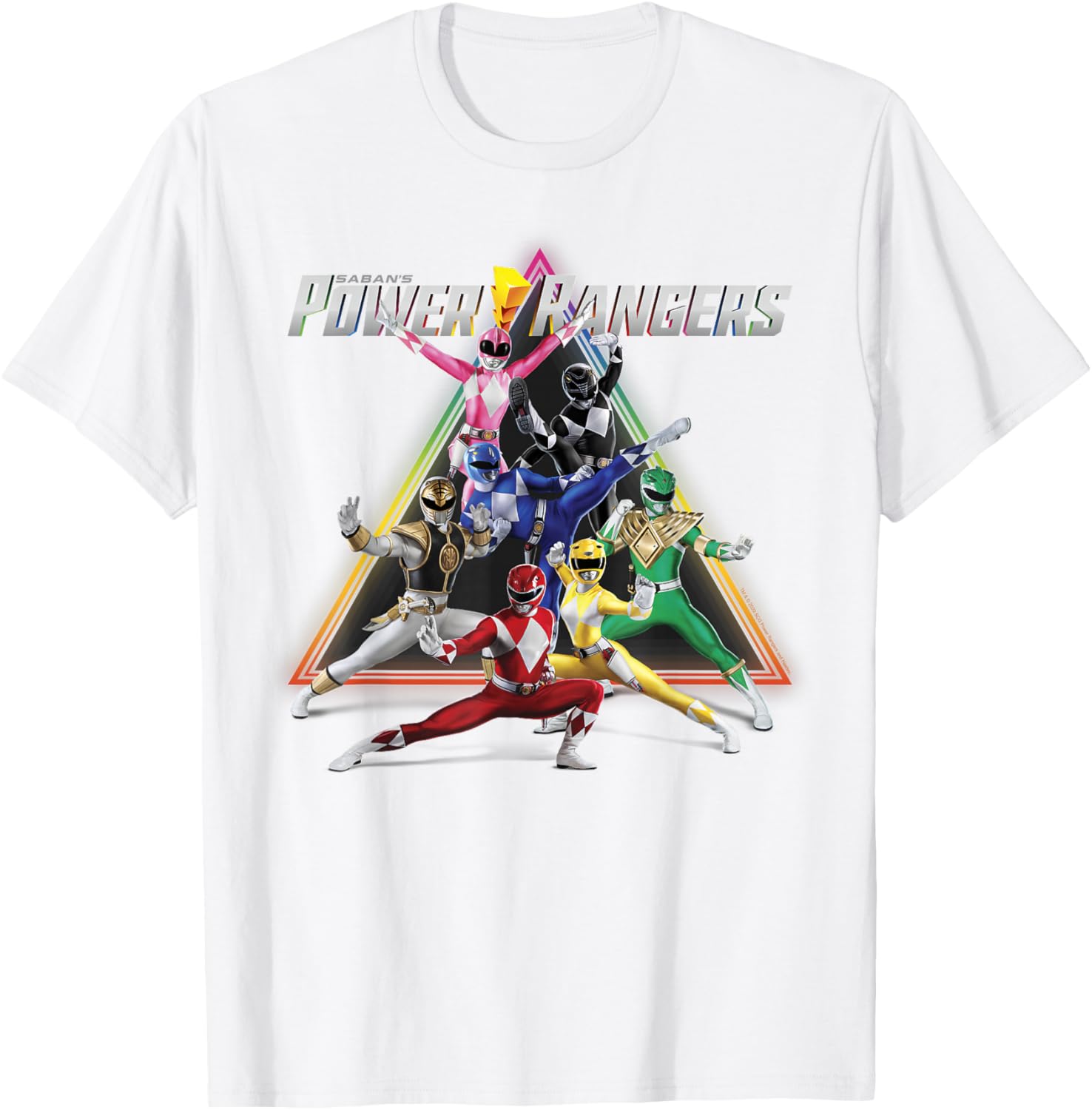 Power Rangers Rainbow Pyramid Retro T-Shirt for Fans and Collectors - 7