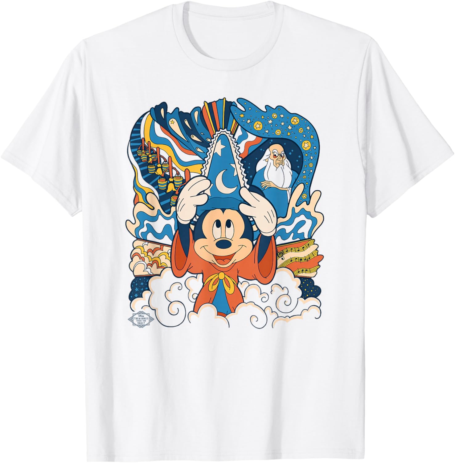Disney Fantasia Mickey Mouse Sorcerer's Apprentice Retro T-Shirt for Fans - 1