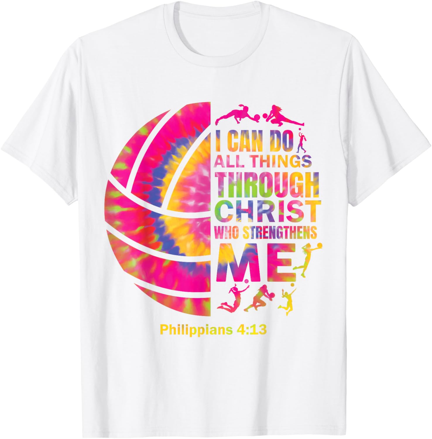 Christian Tie Dye Volleyball T-Shirt for Teen Girls and Women - 14