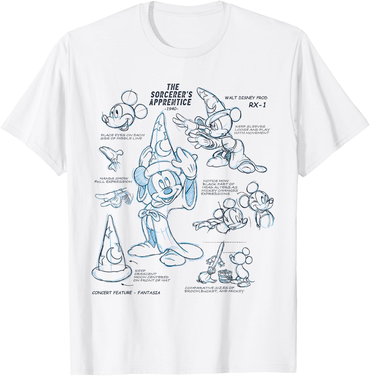 Disney Sorcerer Mickey Mouse 1940 Ink and Paint T-Shirt for Fans - 4