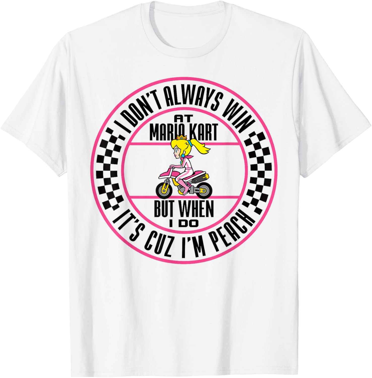 Cute Peach Wins Mario Kart Graphic T-Shirt for Gamers and Fans - 6