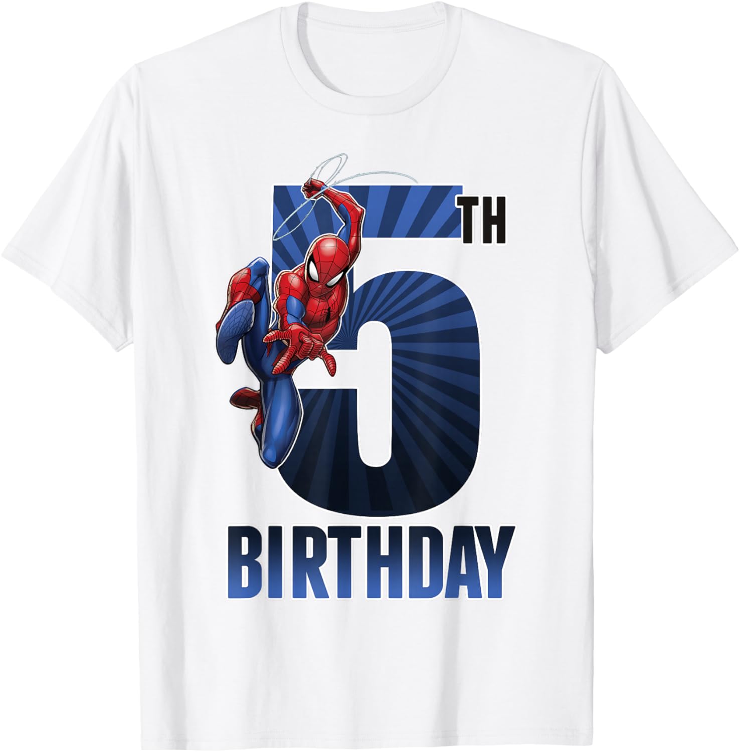 Marvel Spider-Man 5th Birthday Graphic T-Shirt for Kids Fun Party Wear - 6