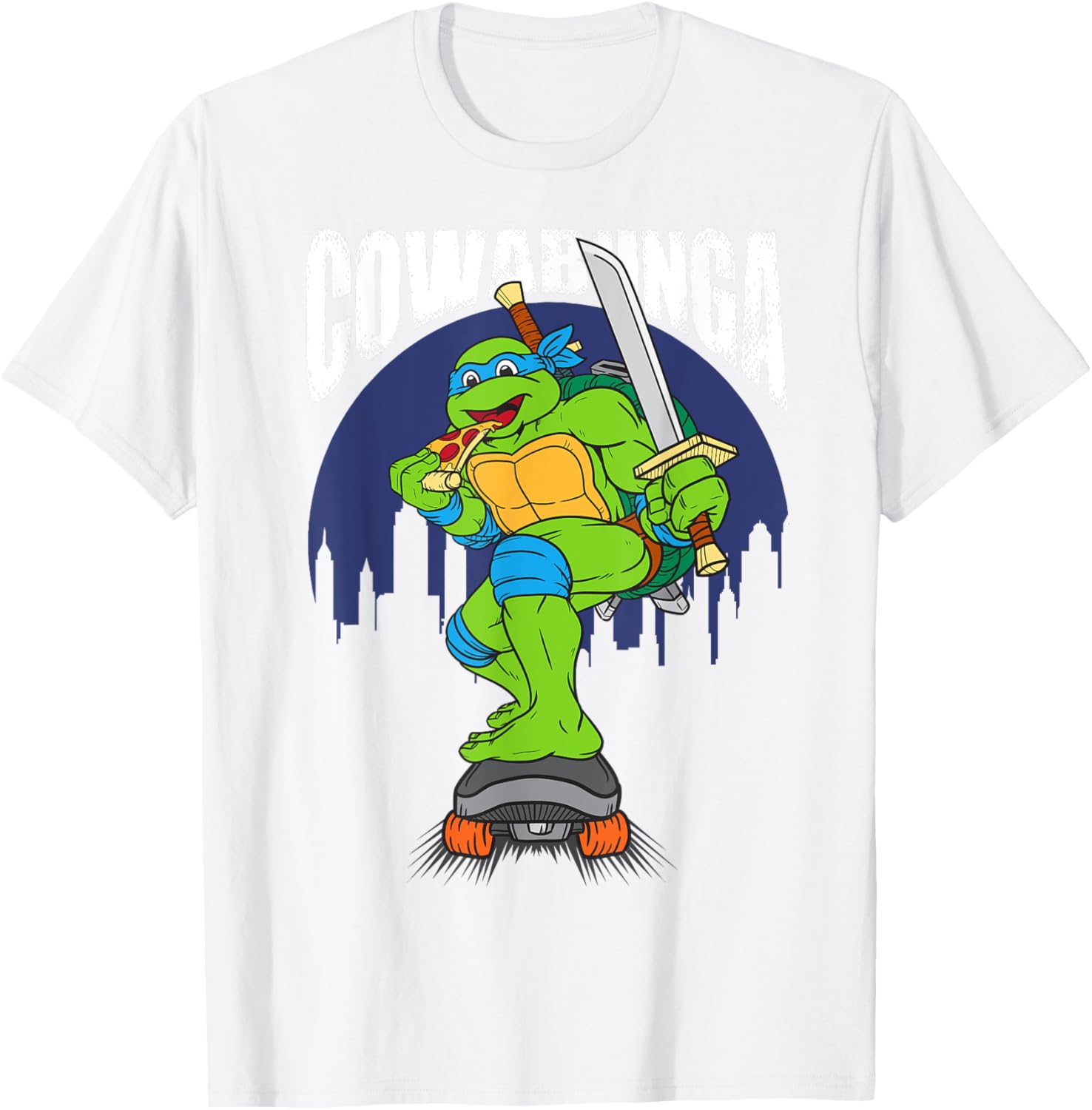 Cowabunga Leonardo on Skates T-Shirt - Fun Teenage Mutant Ninja Turtles Gear - 12