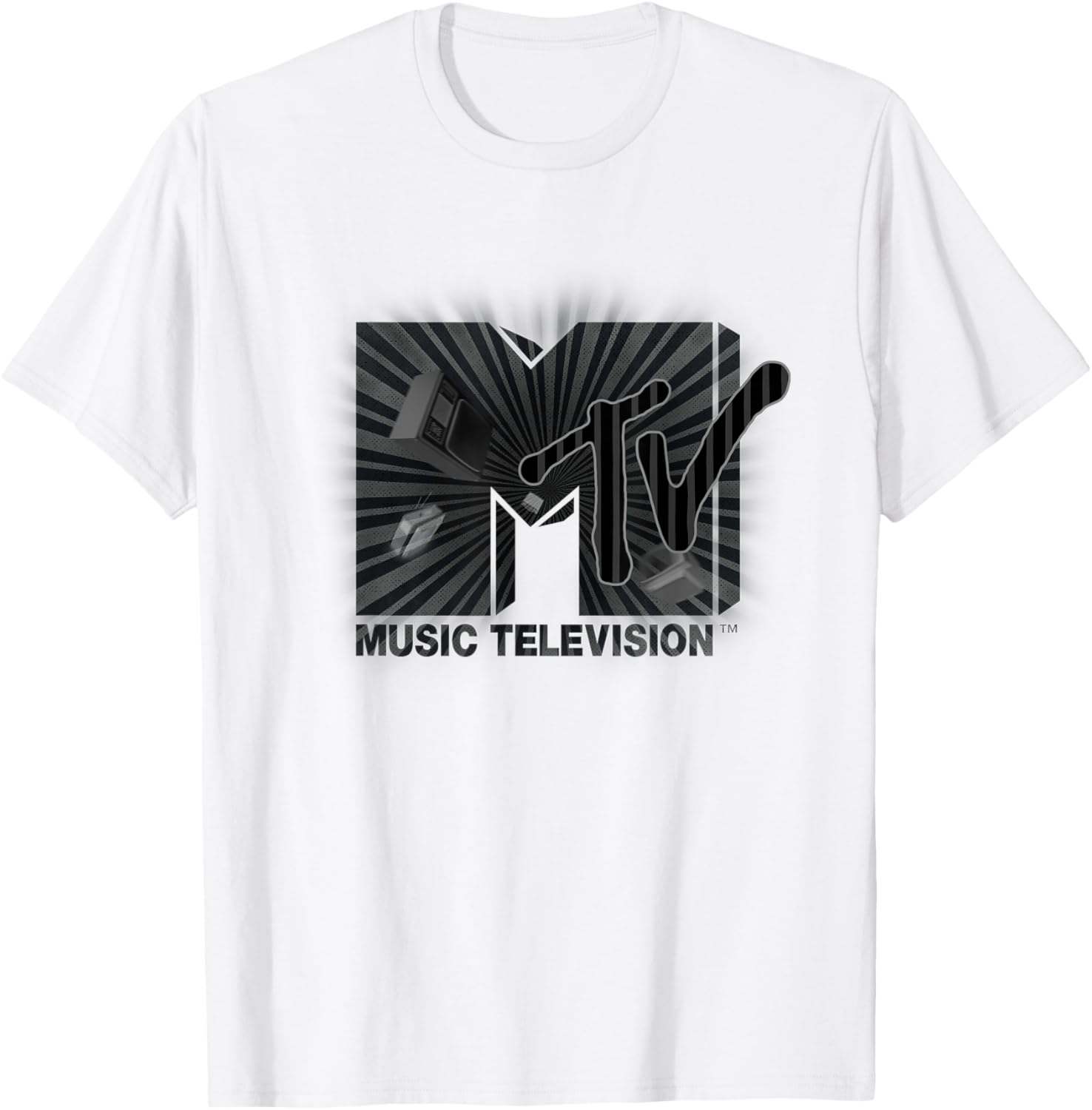 Mademark x MTV Vintage Logo T-Shirt with Old TV and Ham Radio Design - 4