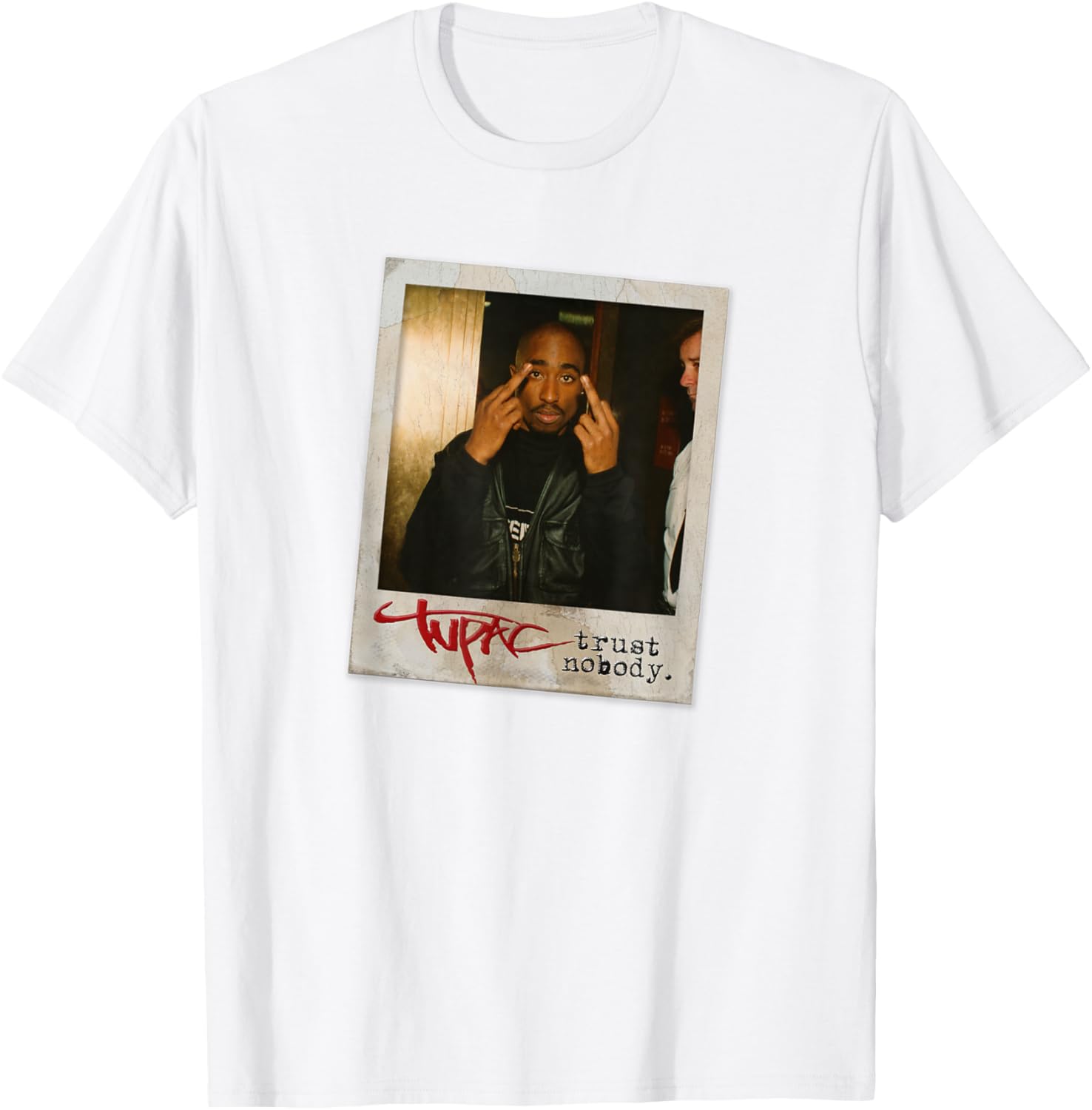 Tupac Shakur Trust Nobody Photo T-Shirt Unisex Short Sleeve Black Small - 2