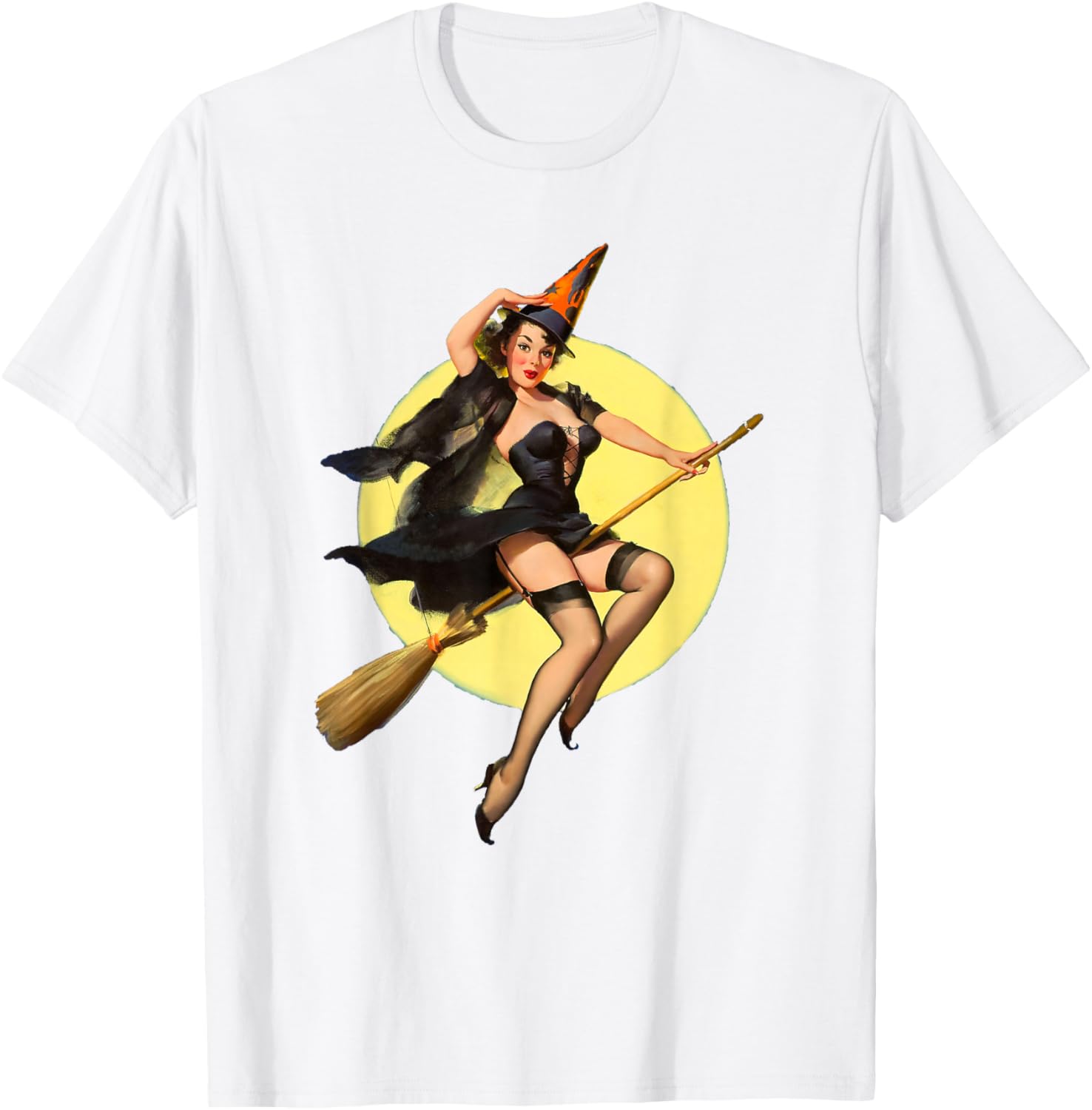 Vintage Pin Up Witch Halloween T-Shirt for Fun Spooky Style - 17