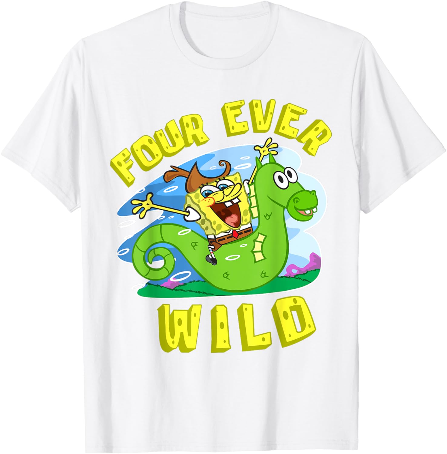 Mademark SpongeBob 4th Birthday T-Shirt for Boys Fun and Colorful Gift - 17