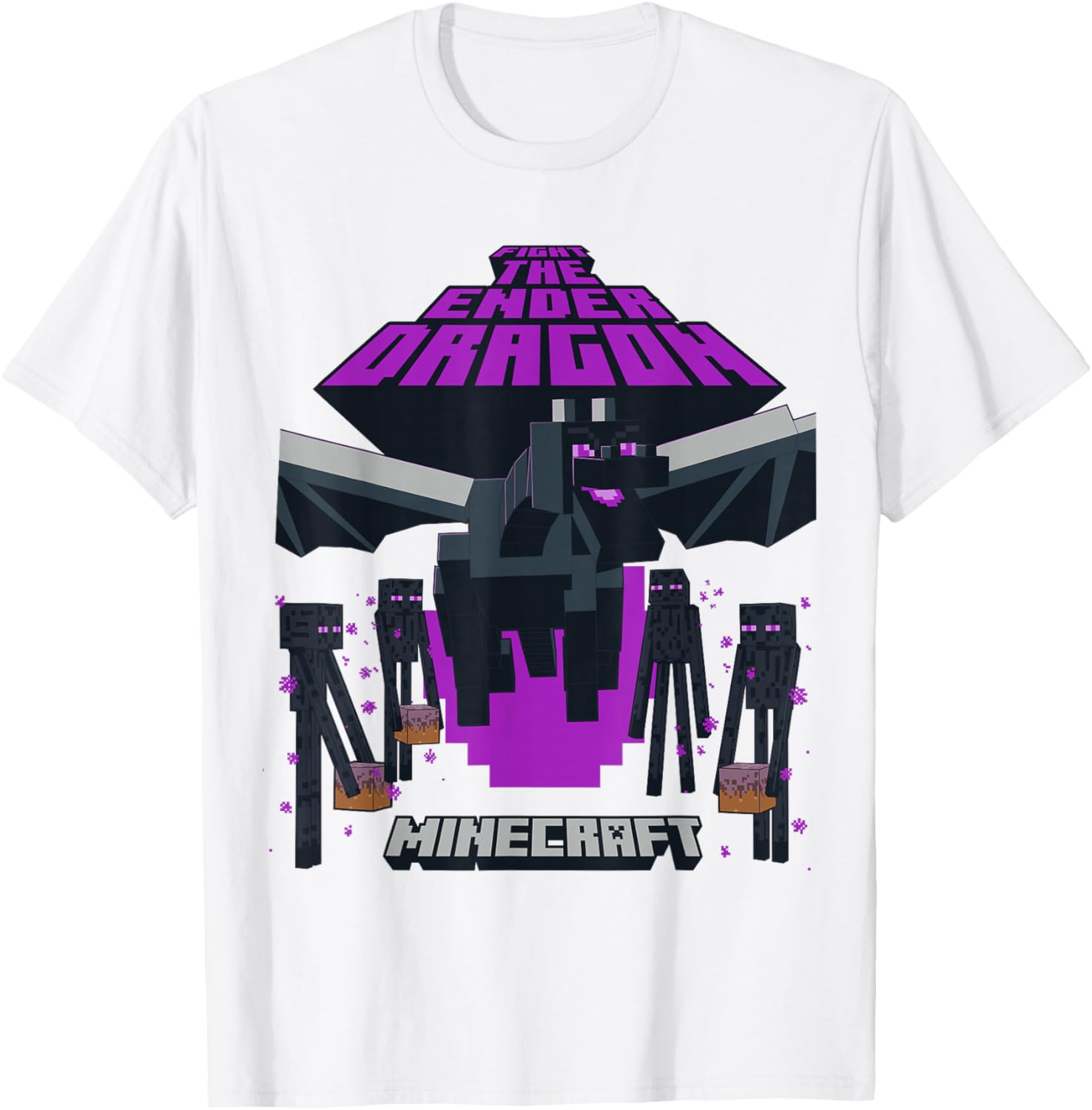 Minecraft Ender Dragon Fight T-Shirt with Endermen Design for Gamers - 8
