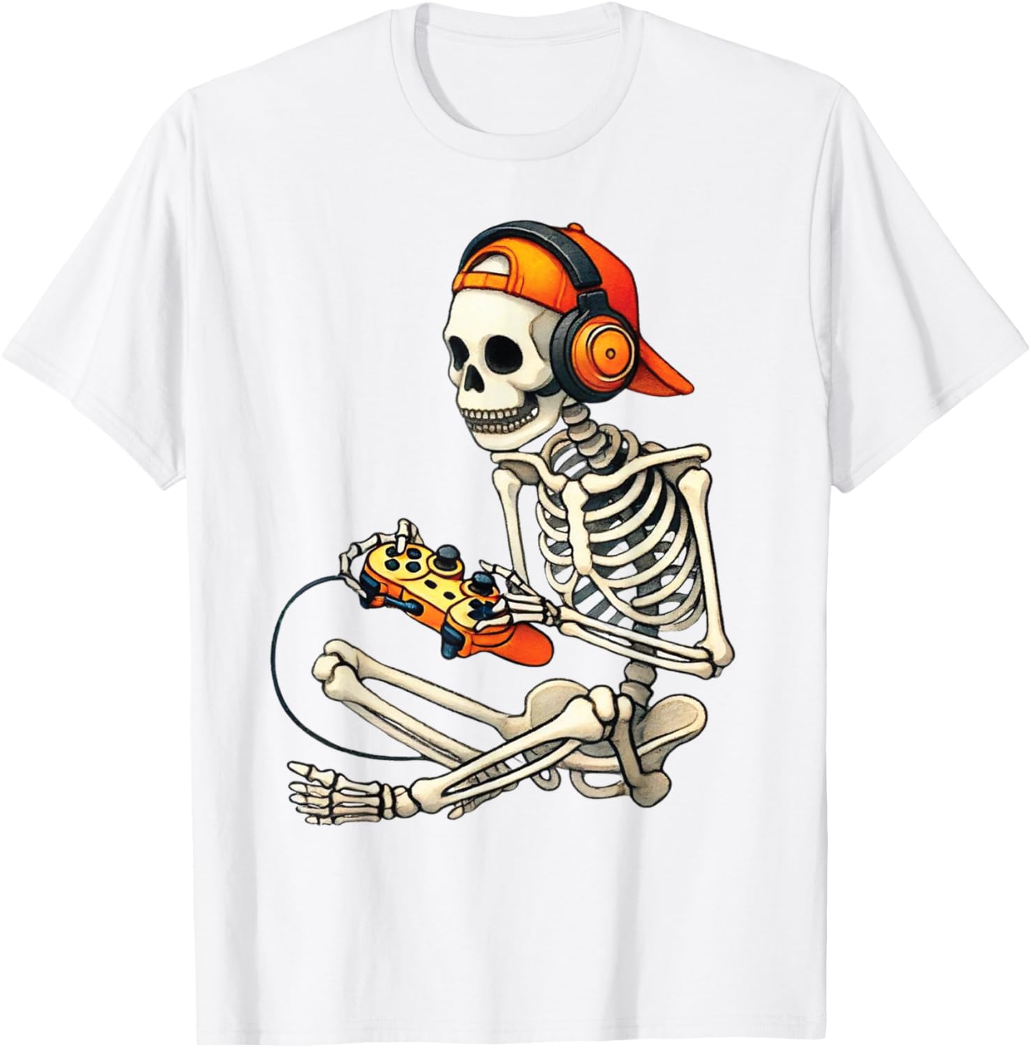 Cool Halloween Skeleton Gamer Tee for Boys and Men - Fun Graphic T-Shirt - 9