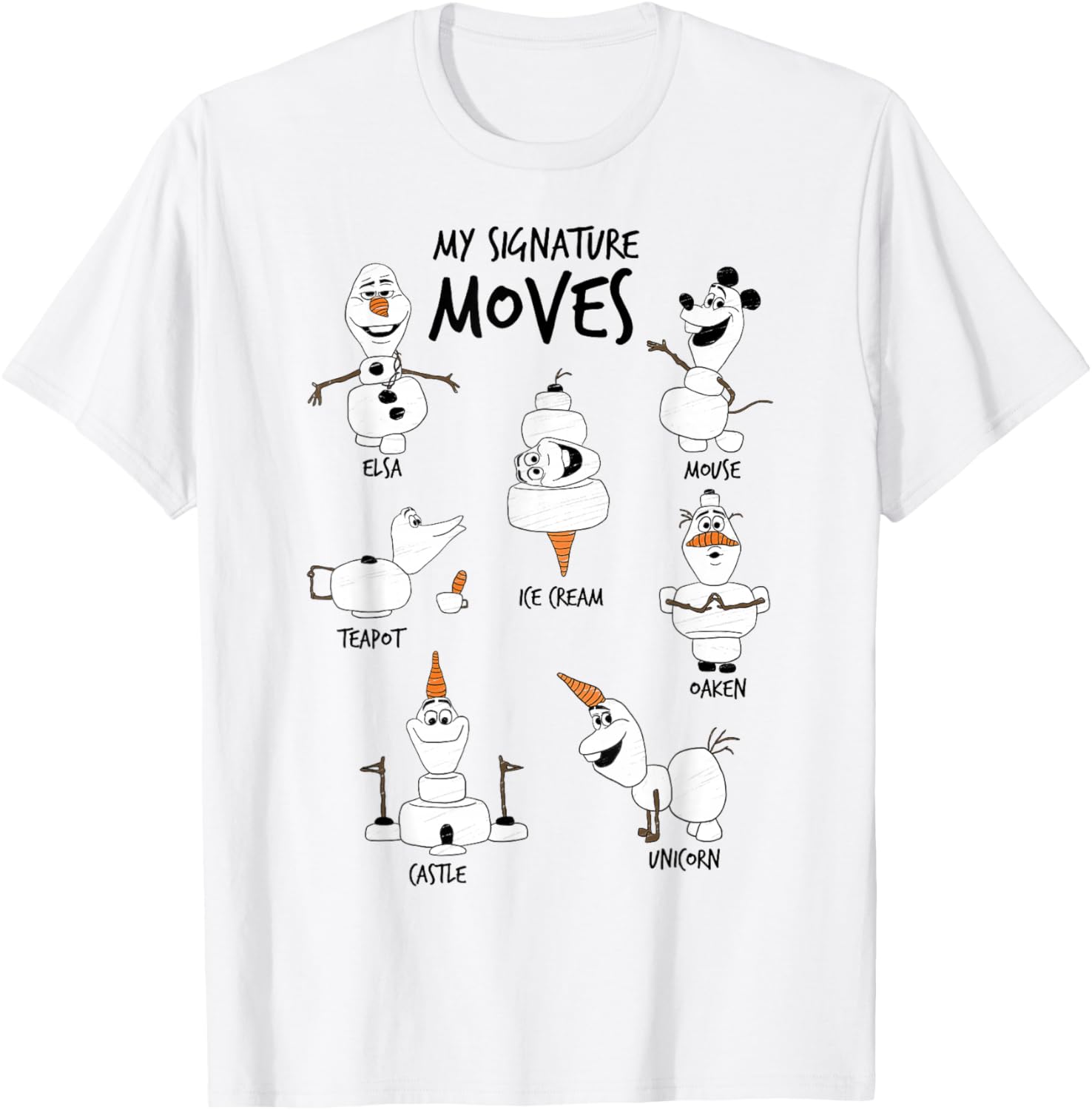 Disney Frozen 2 Olaf Signature Moves T-Shirt for Kids and Adults - 1