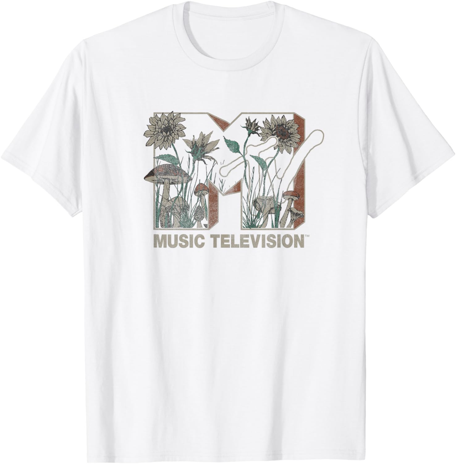 MTV Wild Flower Mushrooms Logo T-Shirt for Music Lovers and Fans - 7