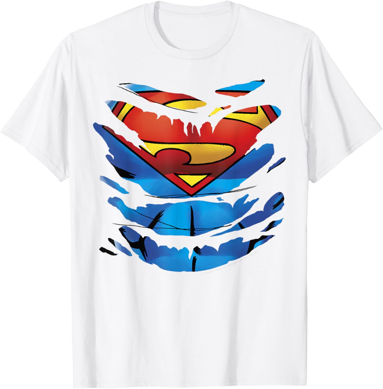 Superman Costume Rip Through T-Shirt for Fans of DC Comics Apparel - 9