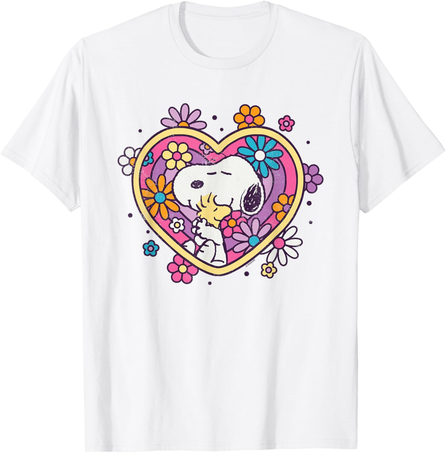 Peanuts Hug Heart Flowers T-Shirt Cute Apparel for Friends and Family - 8