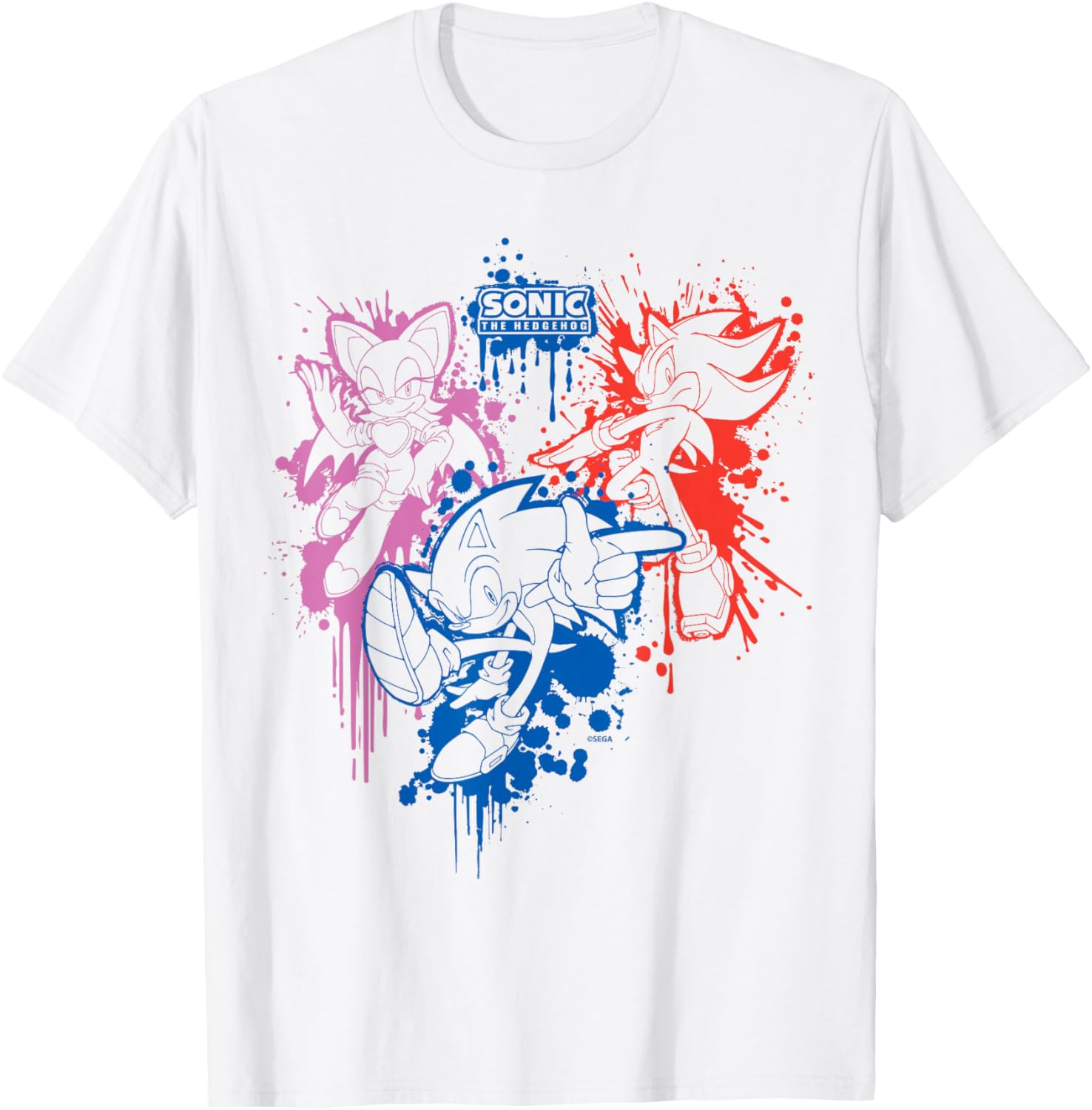 Sonic the Hedgehog Spray Paint T-Shirt Featuring Rouge Sonic and Shadow - 7
