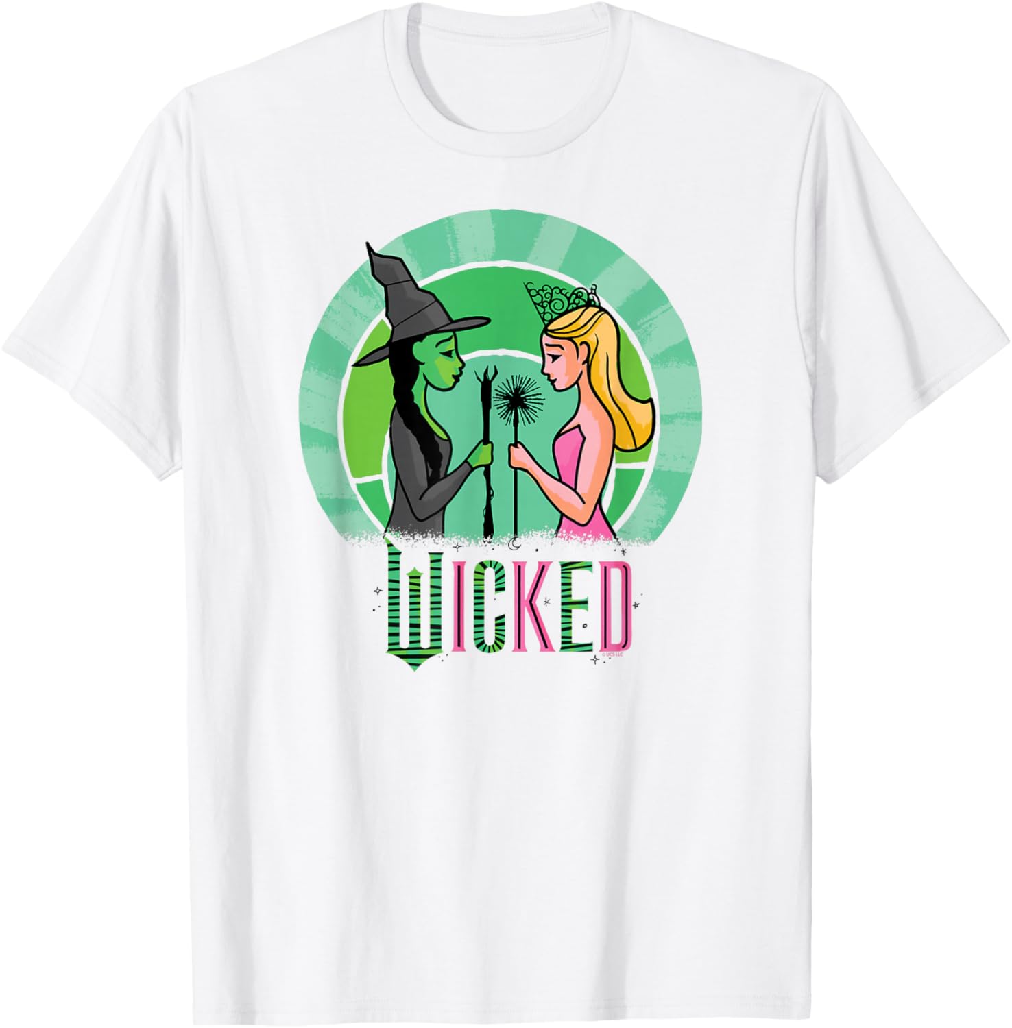 Wicked Glinda and Elphaba Sketched T-Shirt for Fans of the Musical - 1