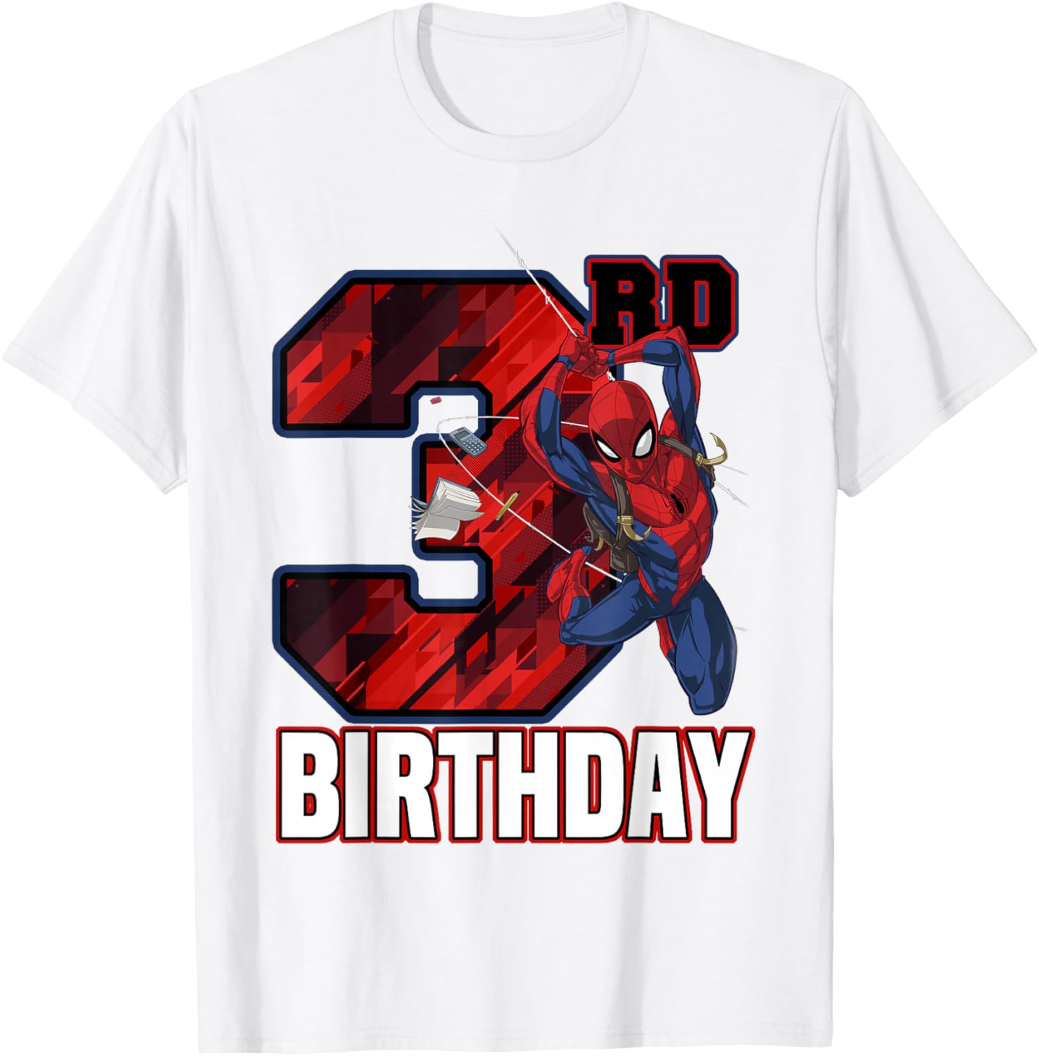 Spider-Man Web Swing 3rd Birthday T-Shirt for Kids Fun Party Wear - 6