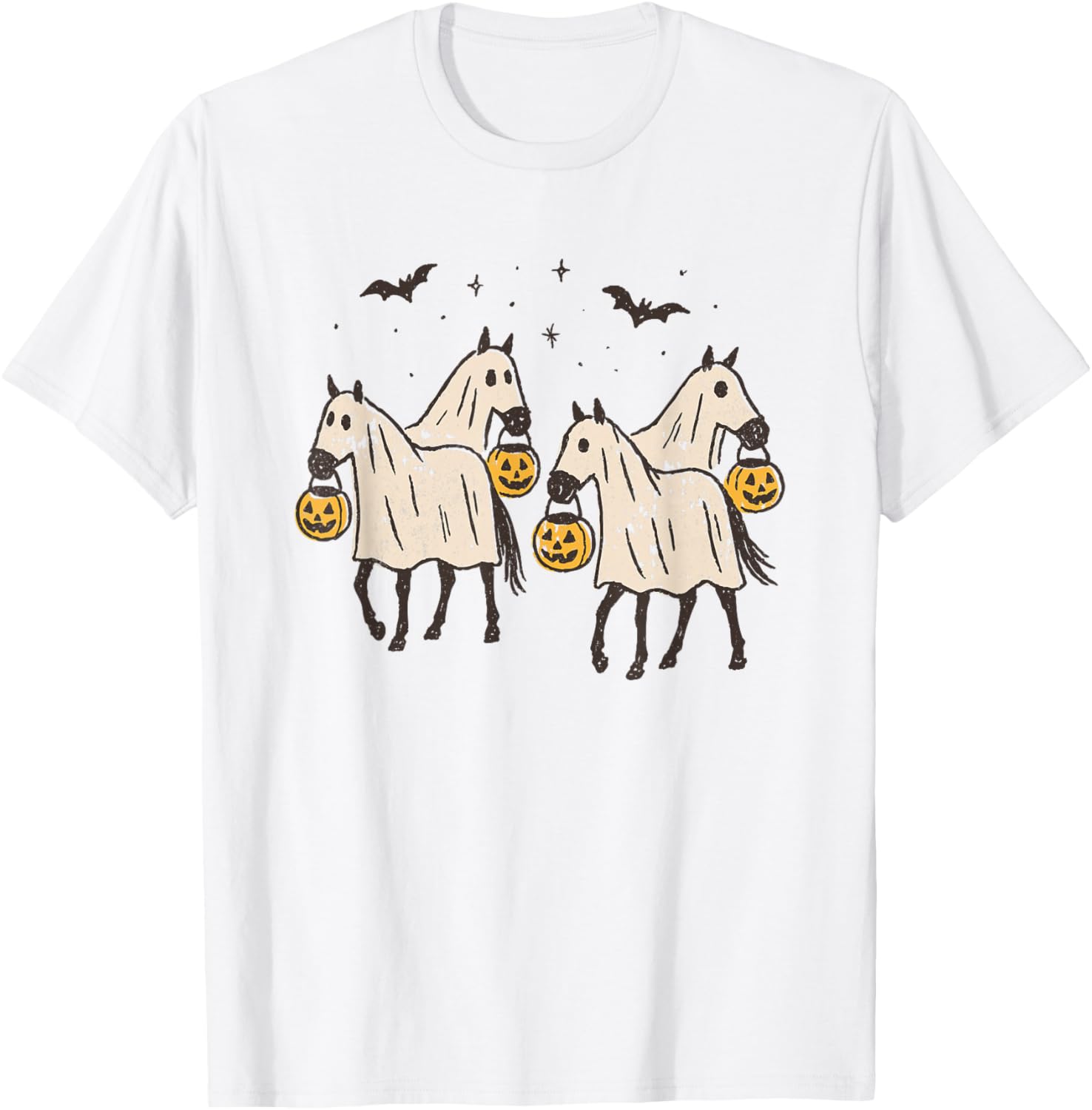 Cute Ghost Horses Halloween Trick or Treat T-Shirt for Kids and Adults - 11