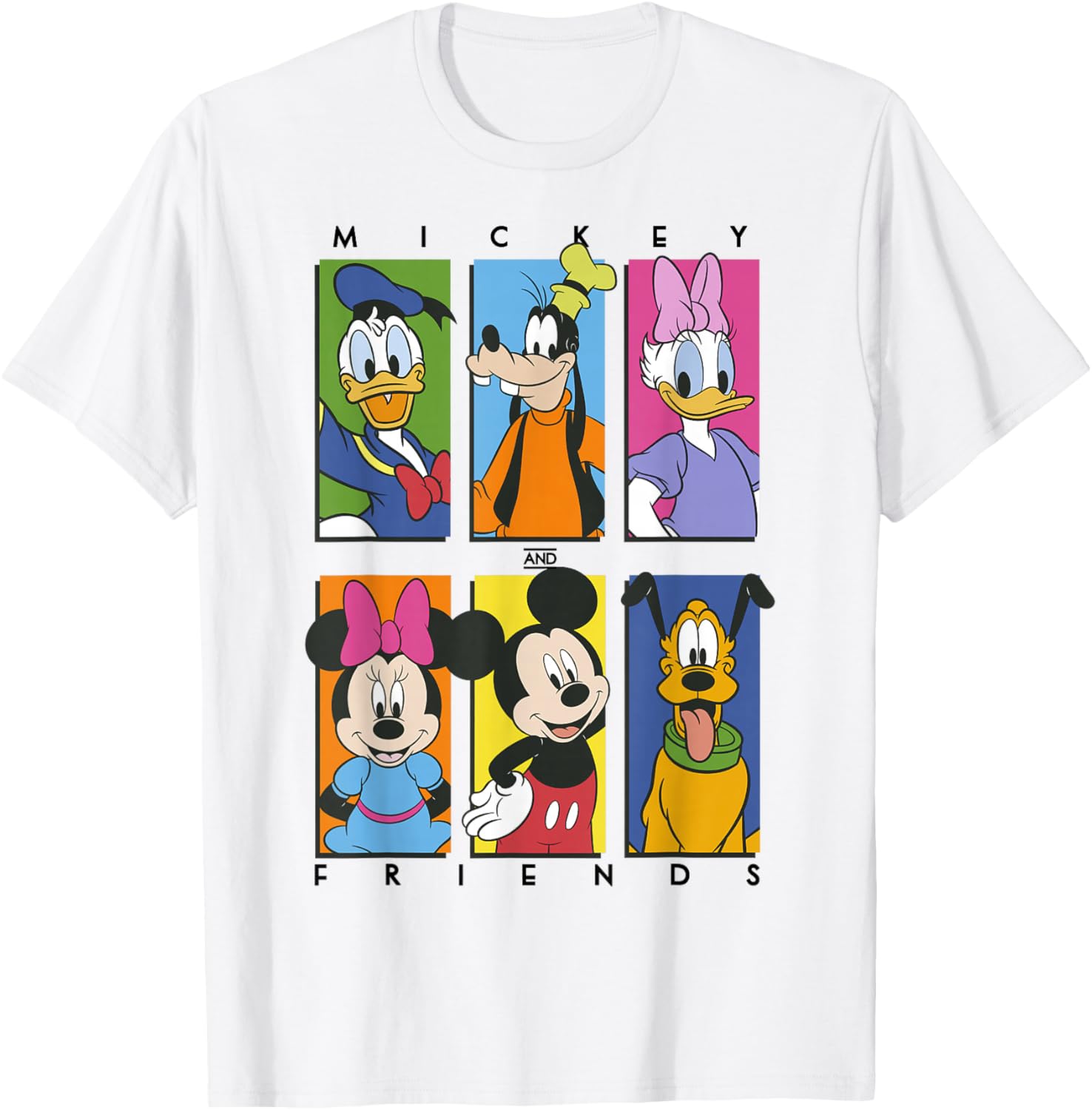 Disney Mickey and Friends T-Shirt Fun Group Shot of Classic Characters - 1