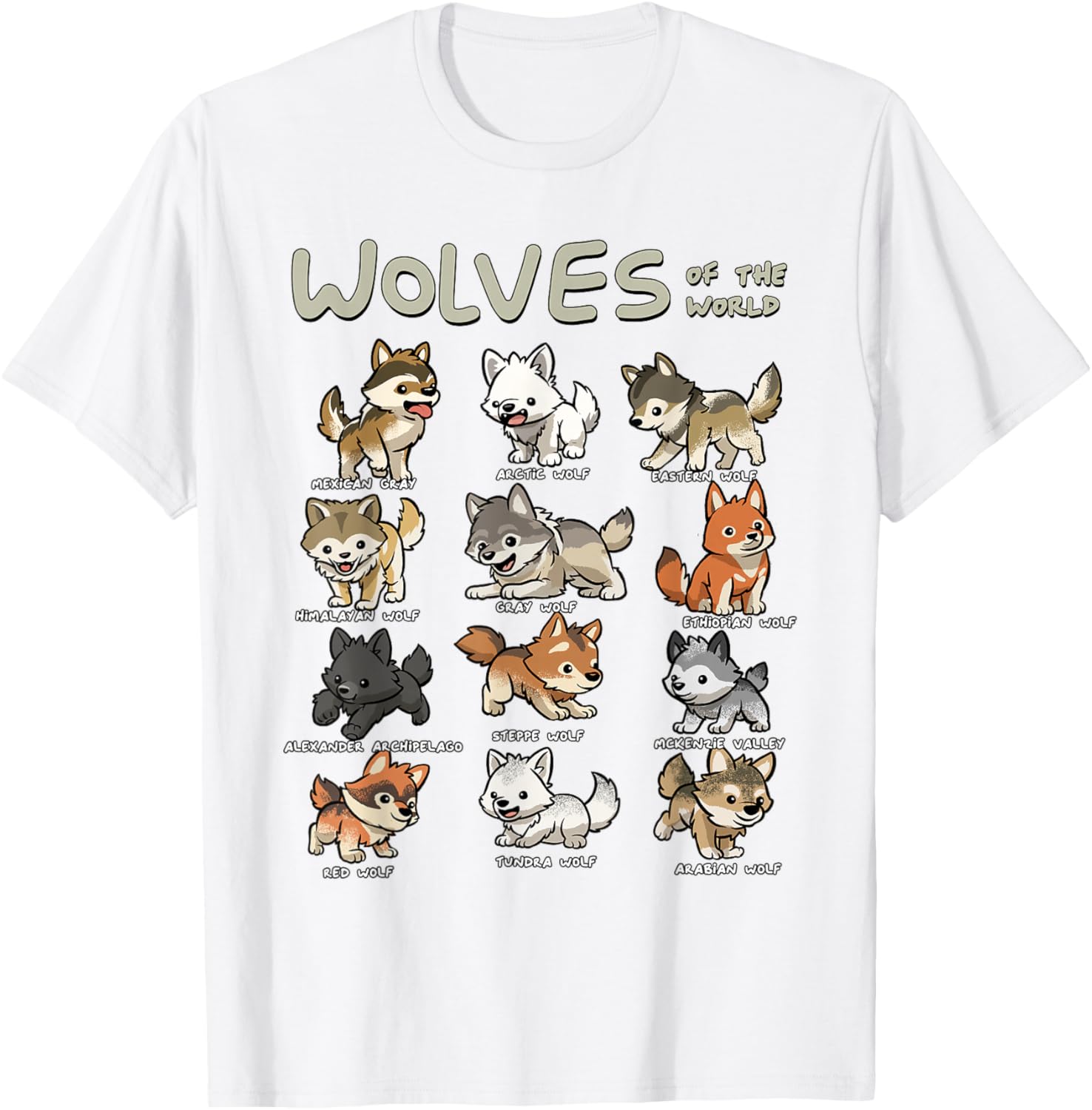 Charming Chibi Wolf T-Shirt for Animal Lovers - Cute Wolves Design - 21