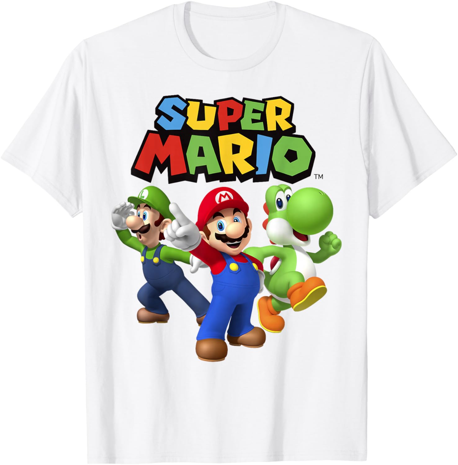 Super Mario Group Shot T-Shirt Featuring Luigi and Yoshi Fun Design - 6