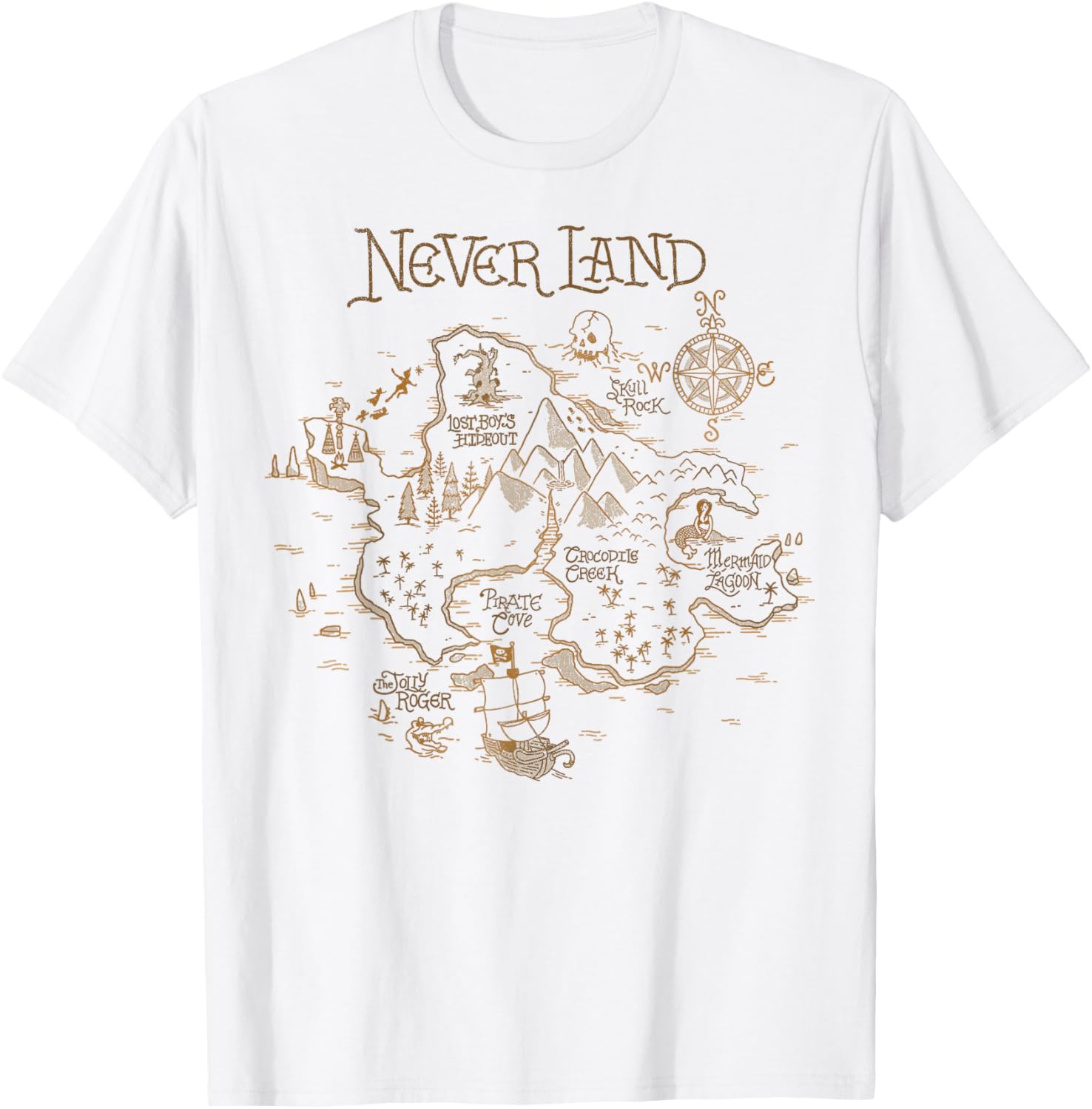 Disney Peter Pan Never Land Map Graphic T-Shirt for Adventure Lovers - 9