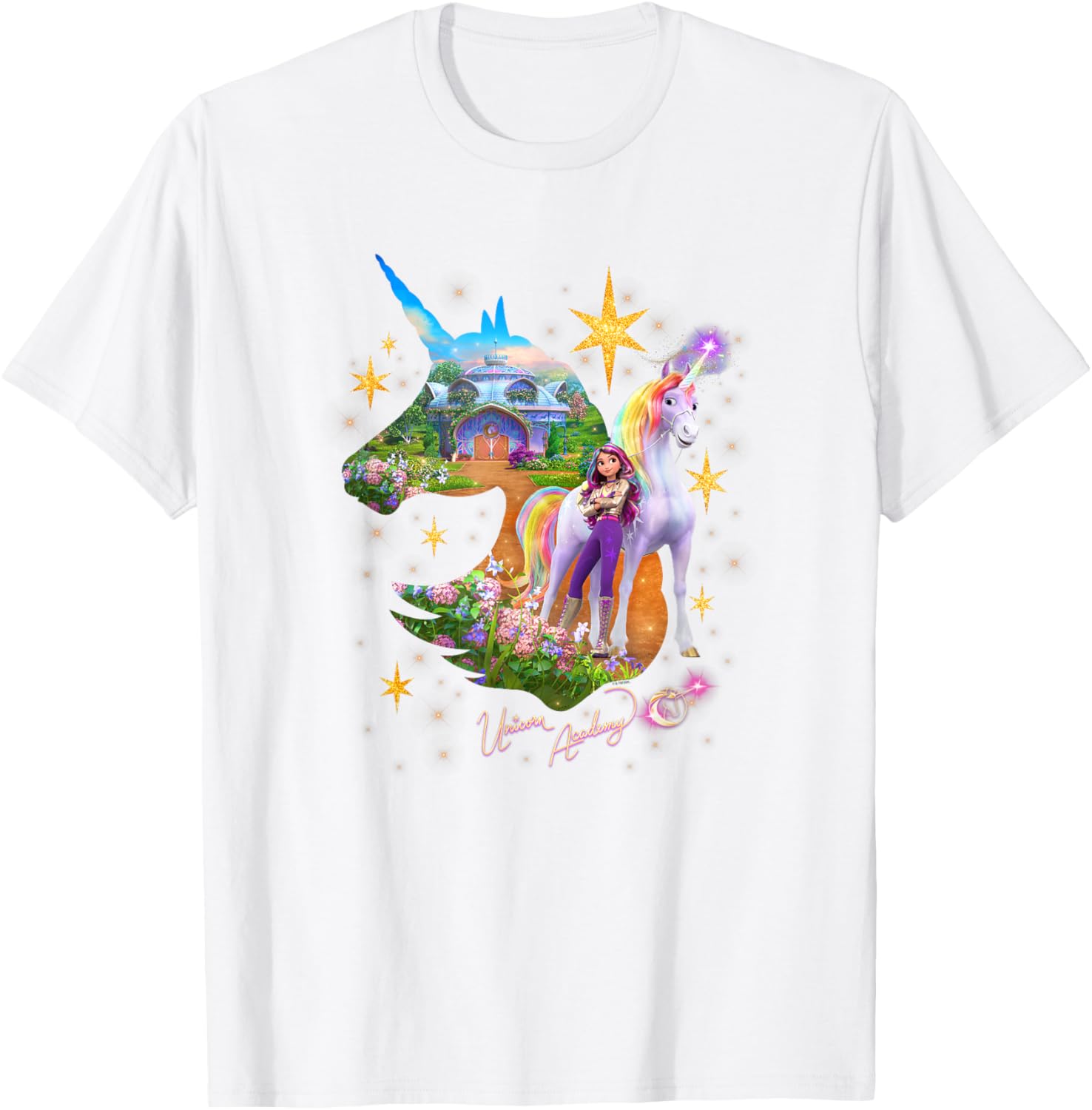 Unicorn Academy Sparkle Graphic Logo T-Shirt for Kids and Teens - 5
