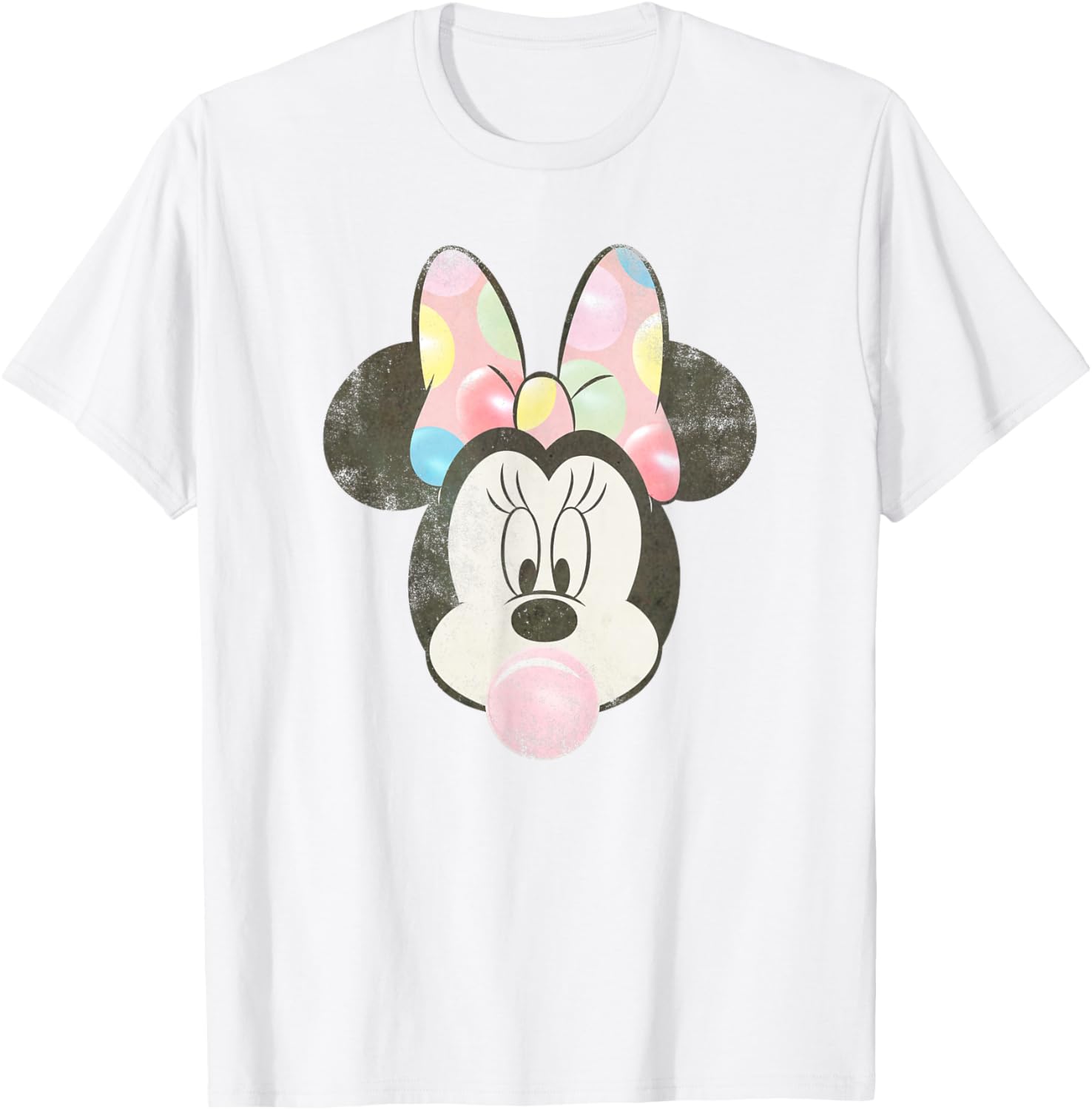 Disney Minnie Mouse Retro Big Face Bubblegum T-Shirt for Fun Fashion - 2