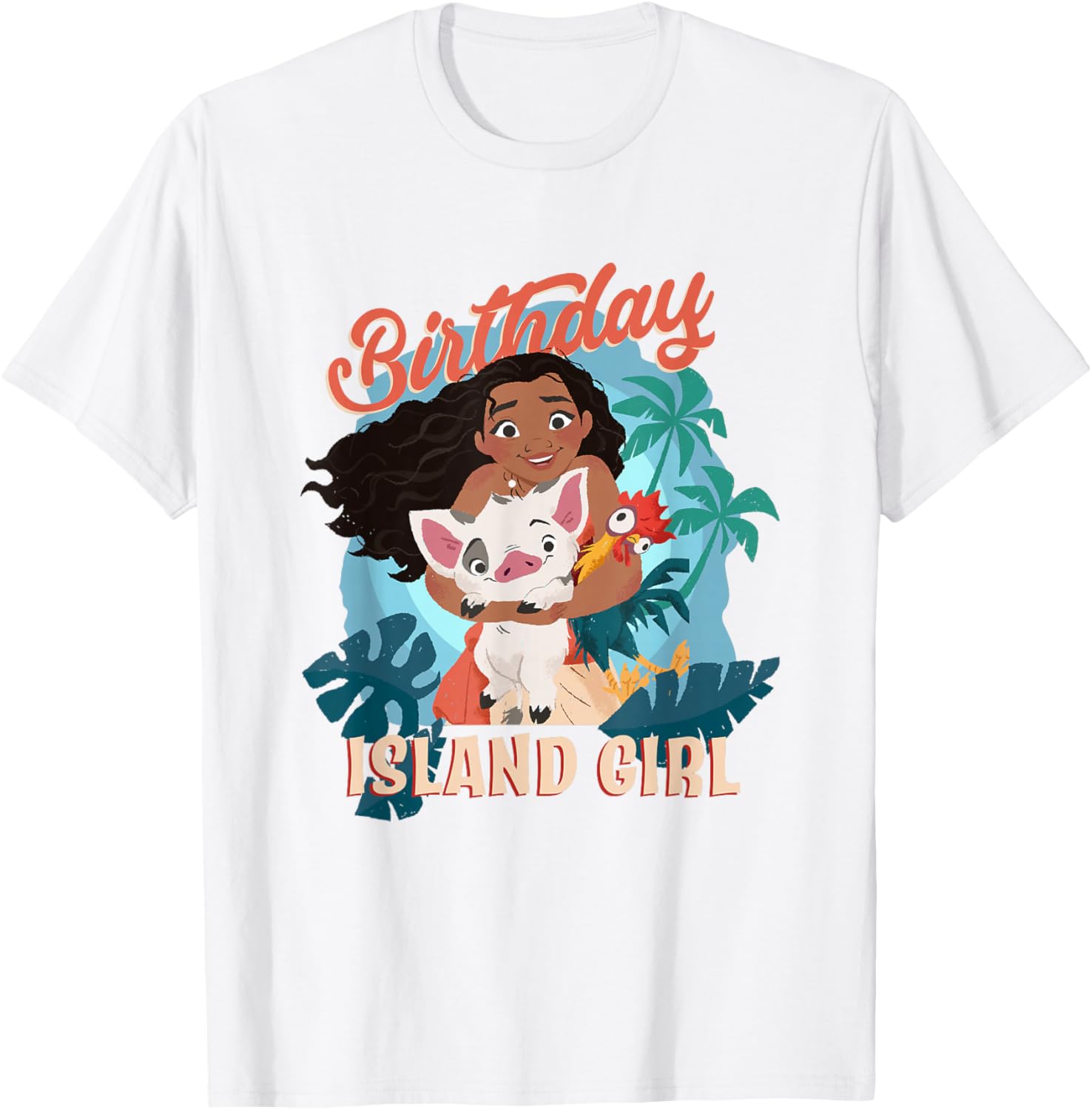 Disney Moana Island Girl T-Shirt with Pua and Hei Hei Big Logo - 8