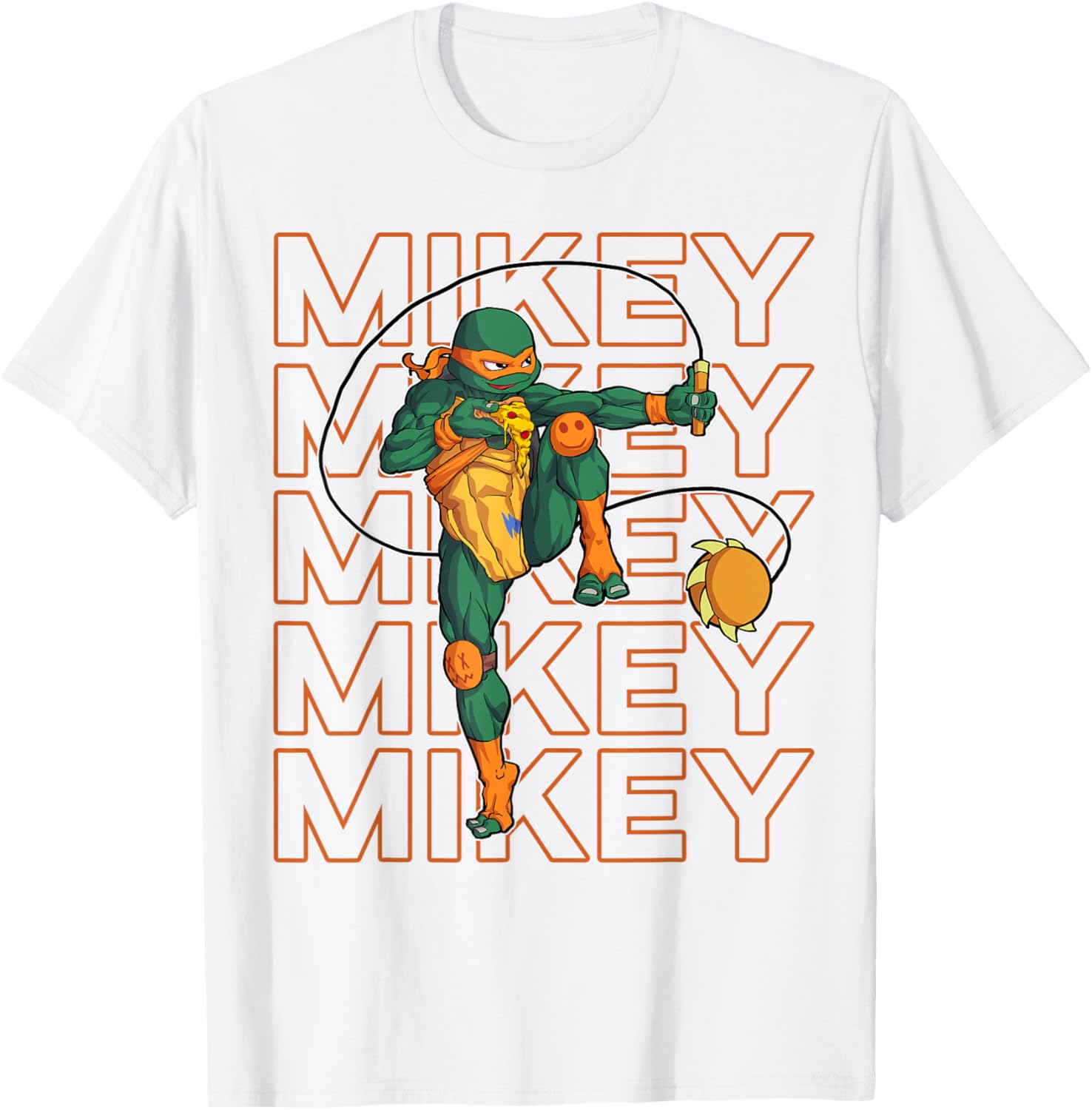 Mademark Ninja Turtles Michelangelo Kusari Fundo Pizza T-Shirt for Fans - 6