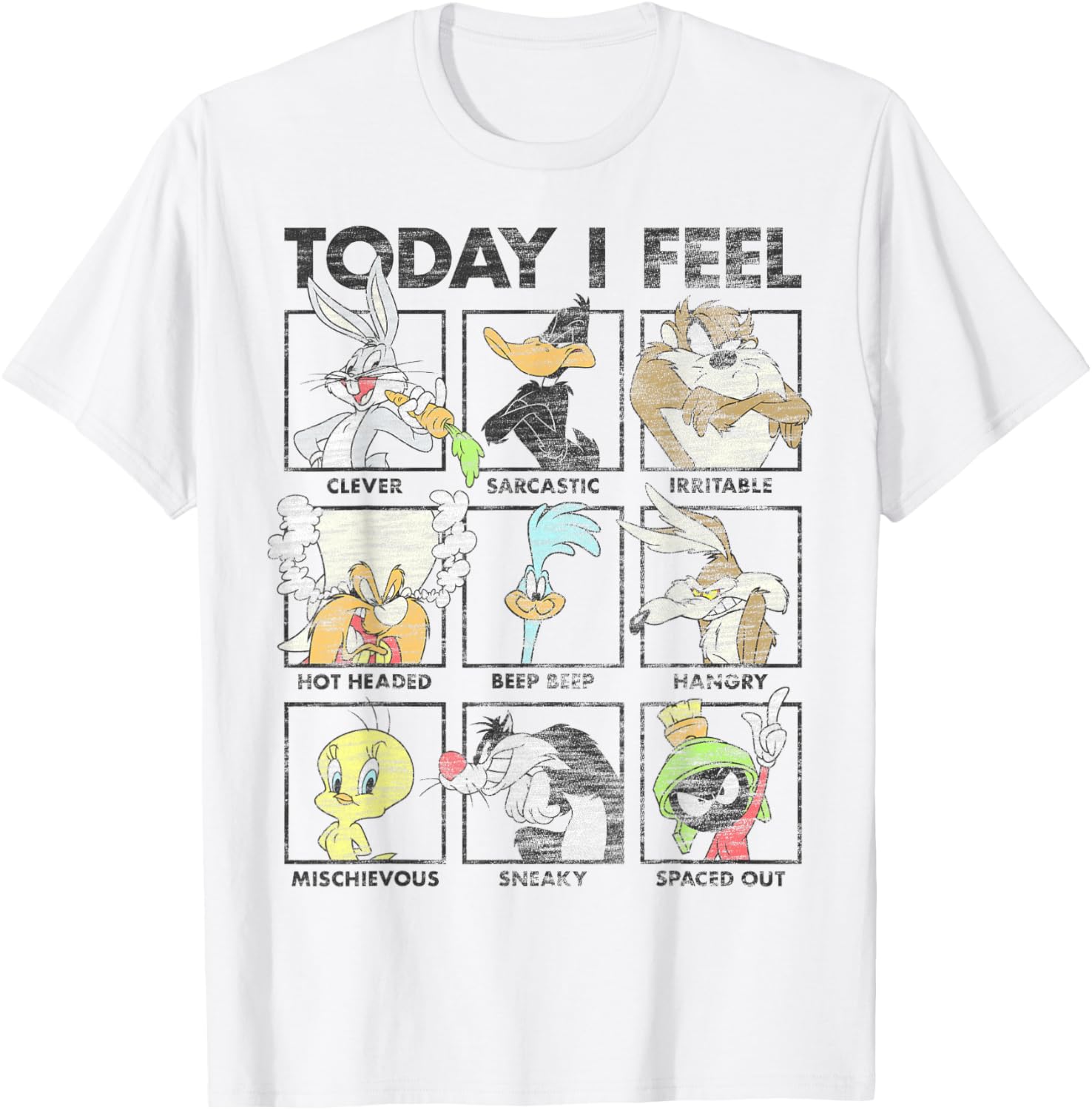 Looney Tunes Distressed Character Box T-Shirt for Casual Comfort - 10