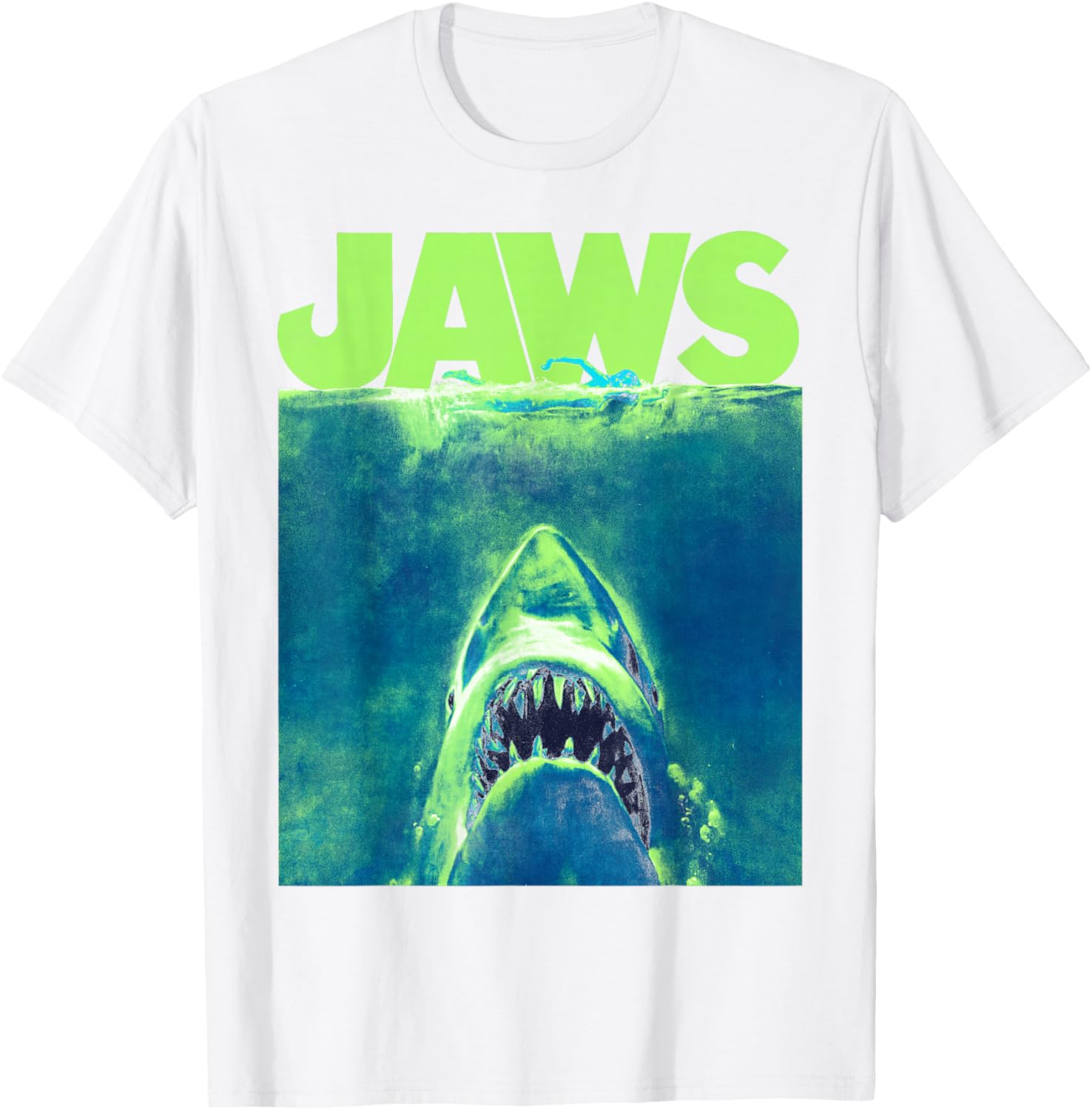 Jaws Surfacing Neon Poster Logo T-Shirt for Surf and Beach Lovers - 2