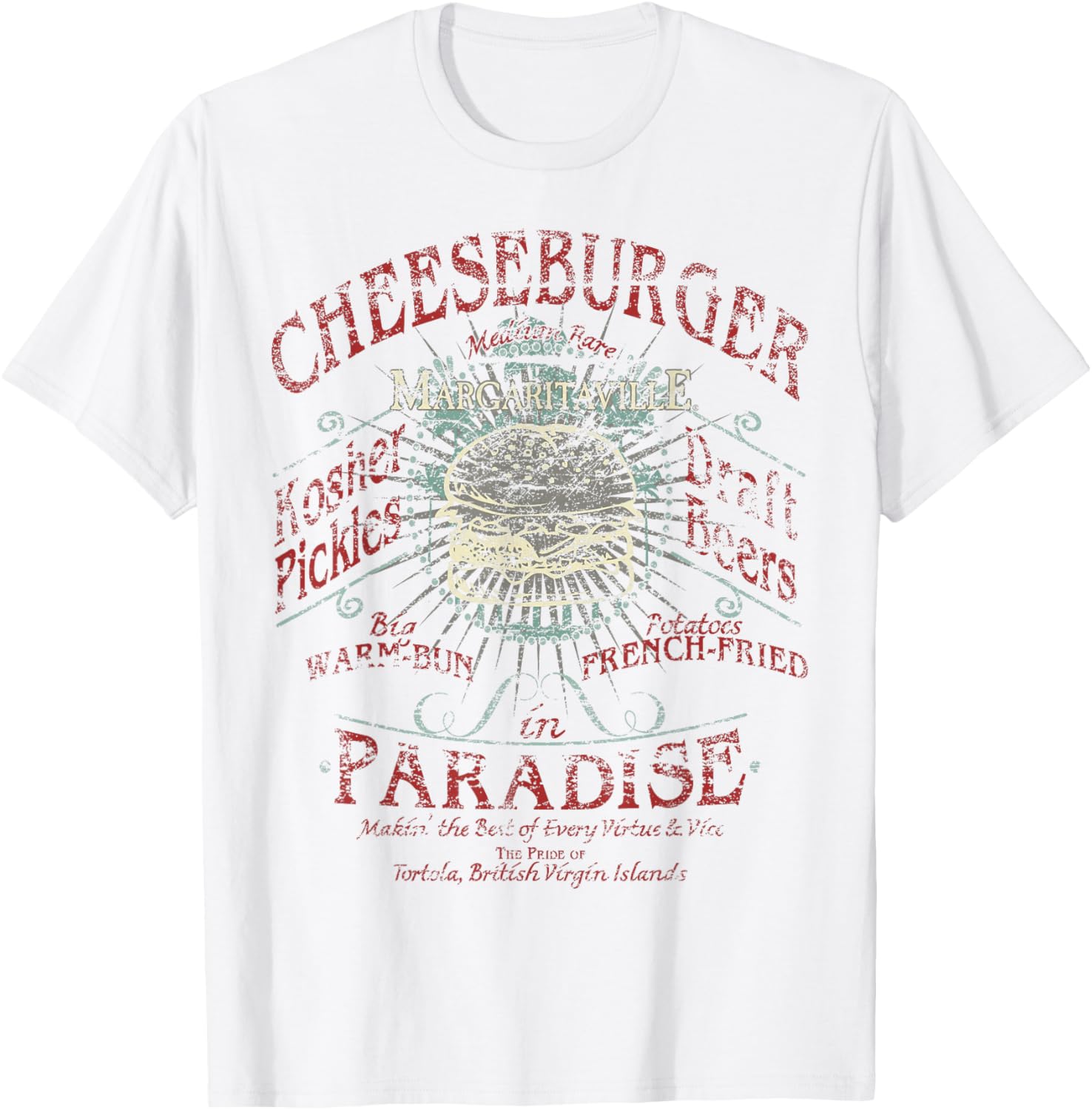 Margaritaville Cheeseburger in Paradise T-Shirt for Adults, Grey, Small - 1
