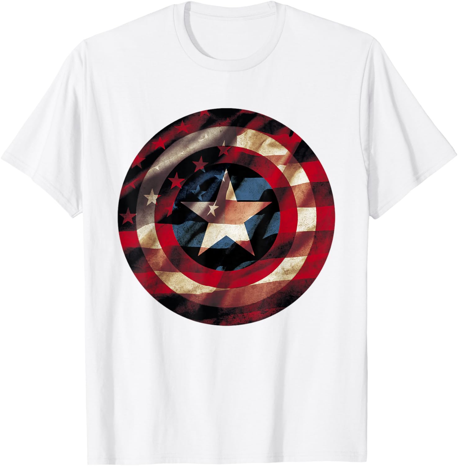 Captain America Graphic T-Shirt with Flag Fill Shield Design for Fans - 8