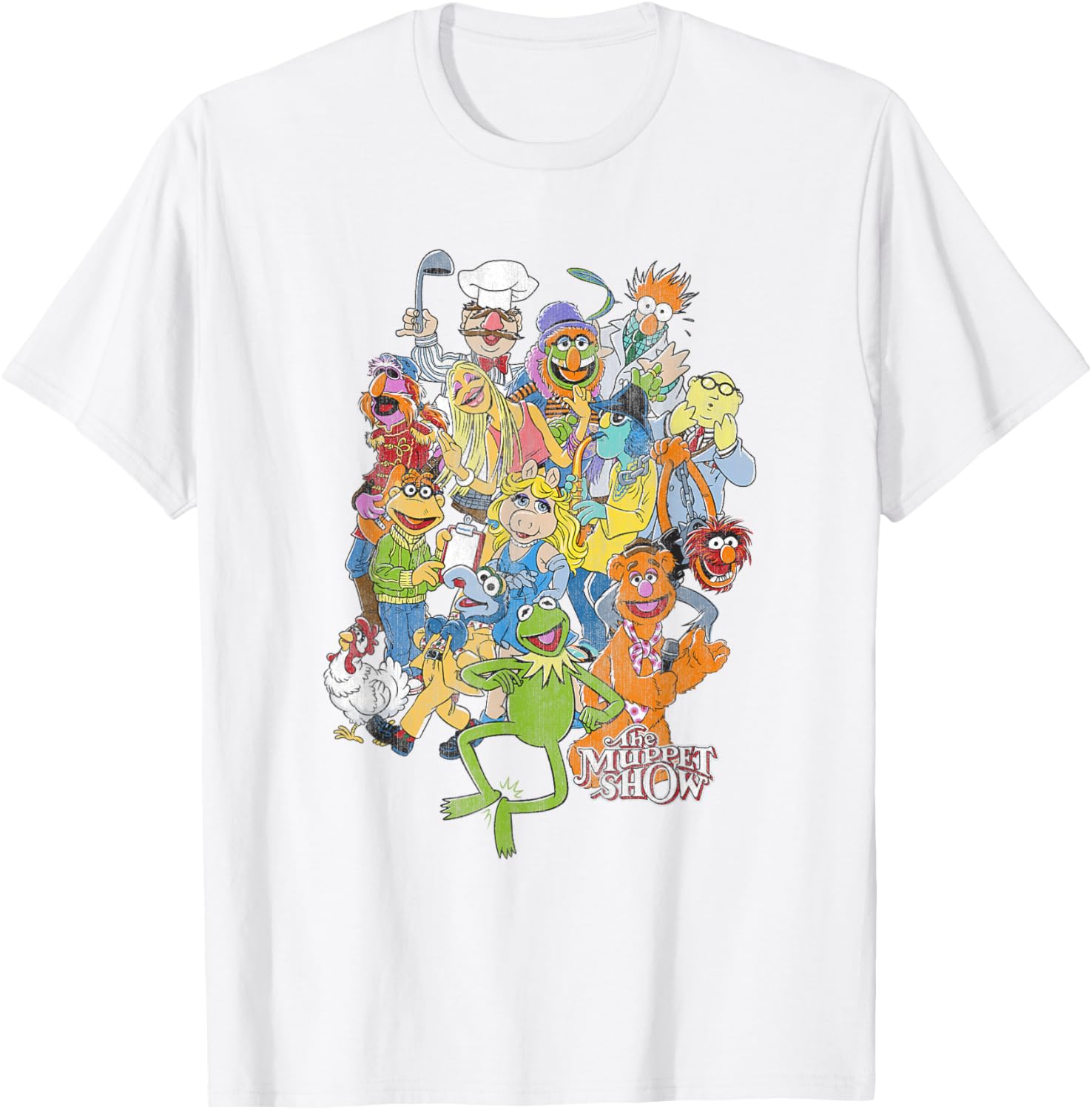 Disney Muppets Distressed Group Shot T-Shirt for Fun Lovers - 1