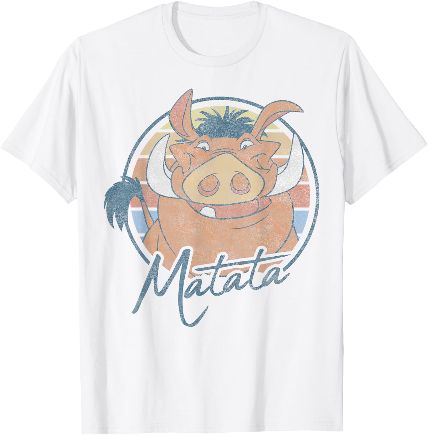Disney The Lion King Pumbaa Matata Text Portrait T-Shirt for Kids and Adults - 3
