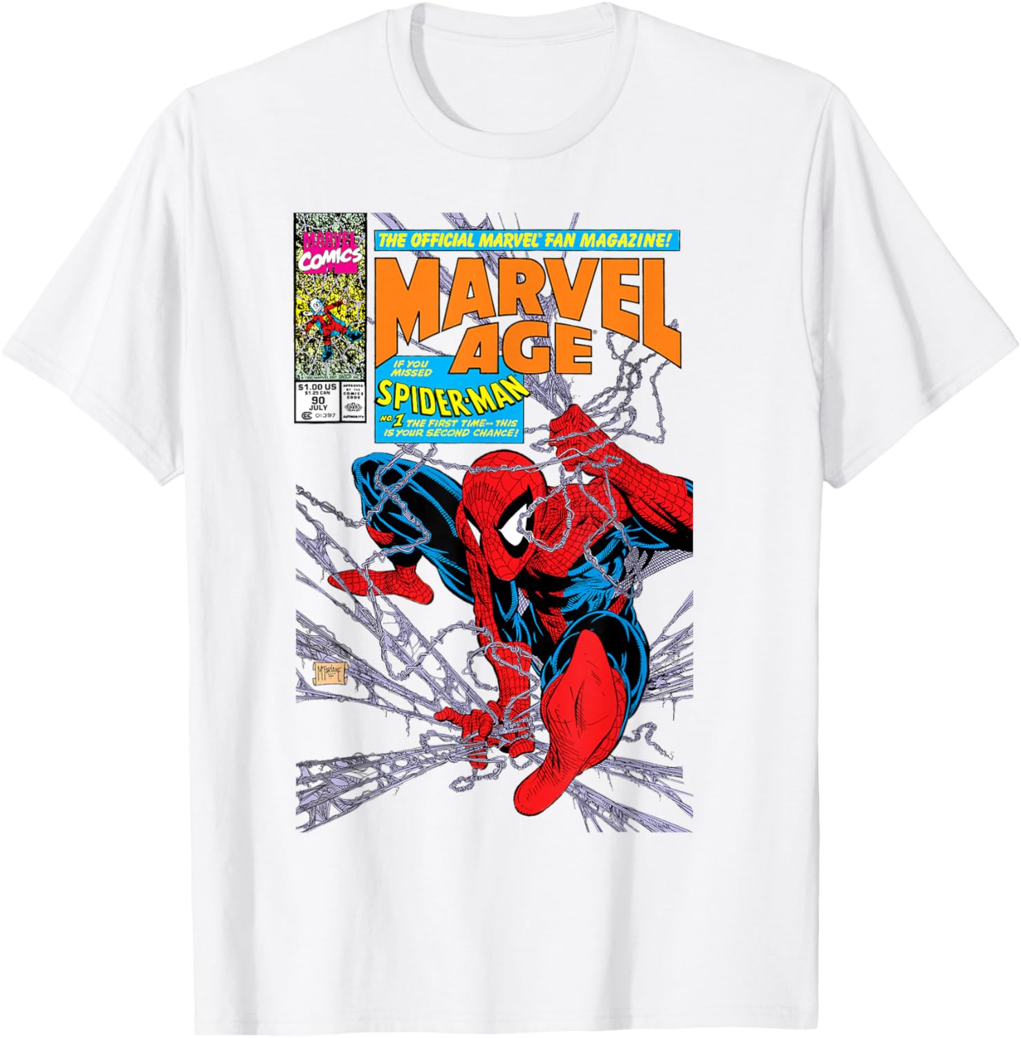 Spider-Man 90s Retro Comic Book Cover T-Shirt for Fans and Collectors - 1