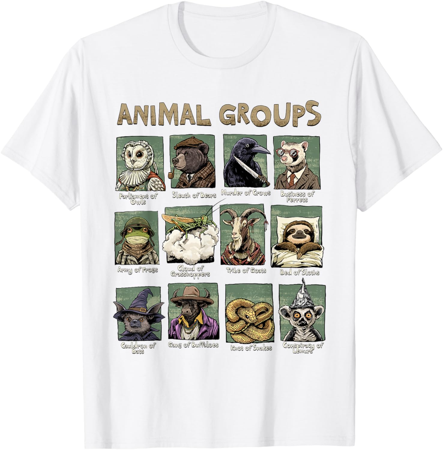 Animal Groups Unveiled T-Shirt - Fun Educational Wildlife Design - 7